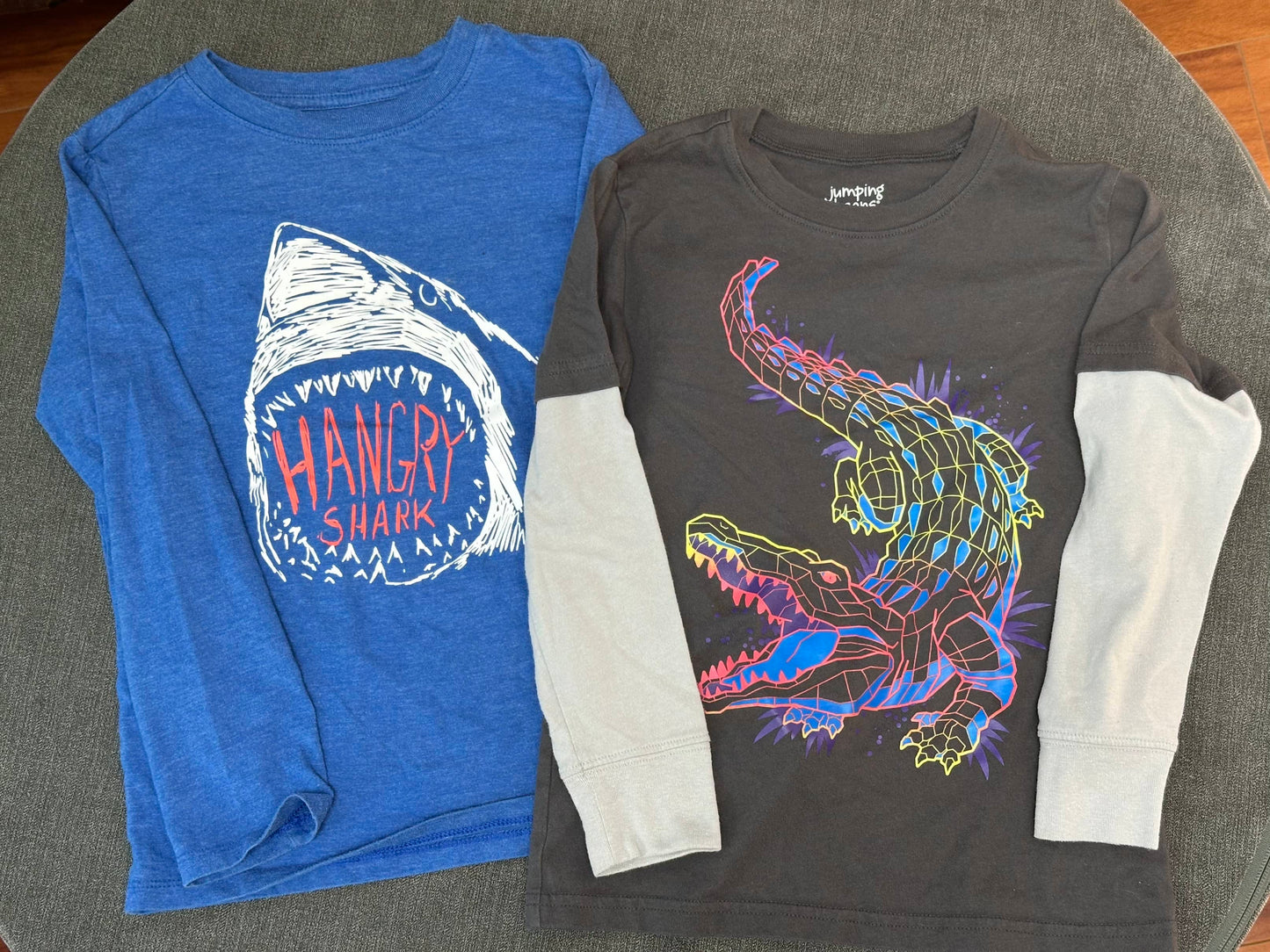 #186 Cat & Jack size S (6/7) & Jumping Beans size 6 Animal Shirts - EUC