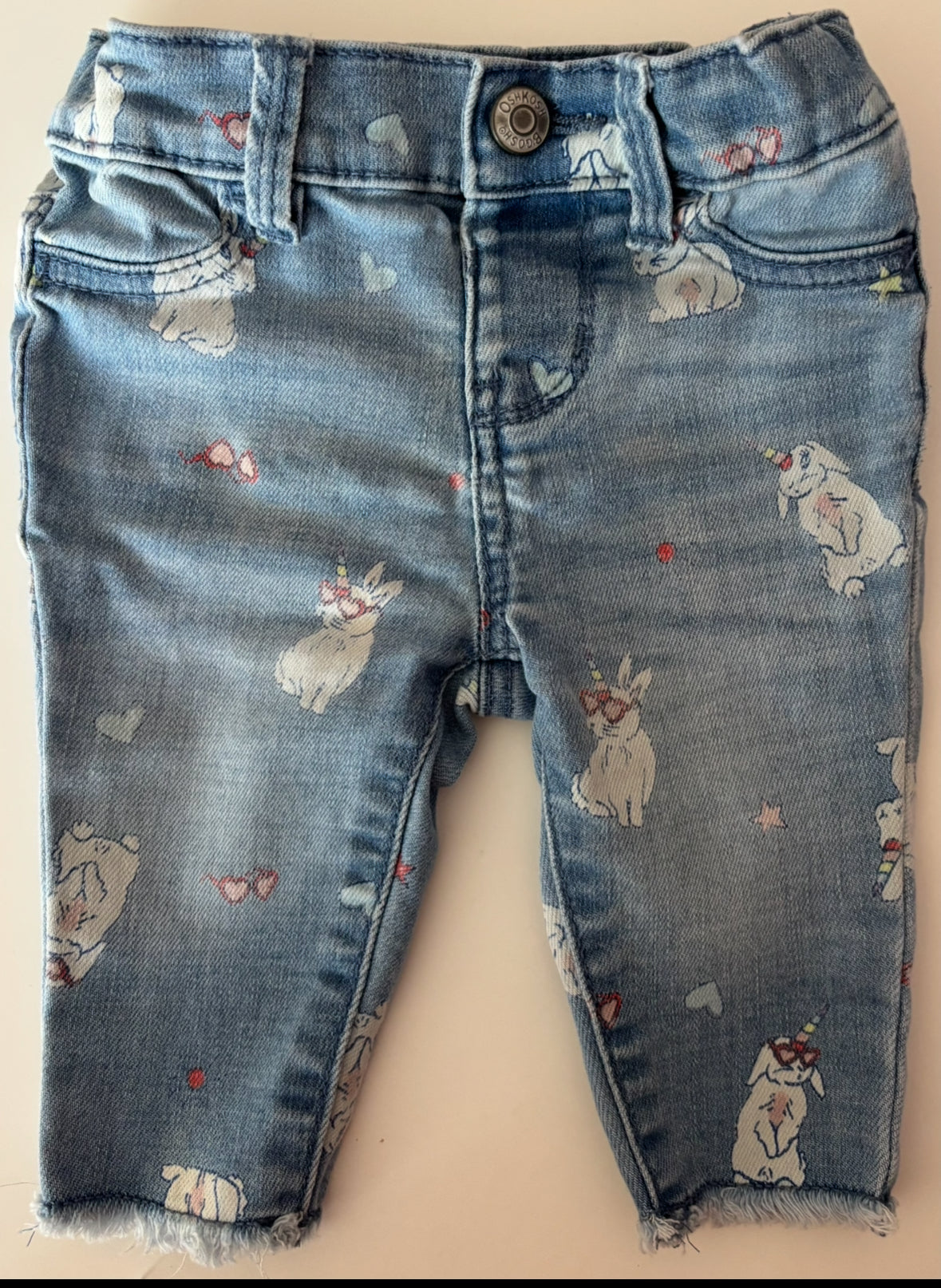 #70 Oshkosh unicorn-bunny jeans 6 months