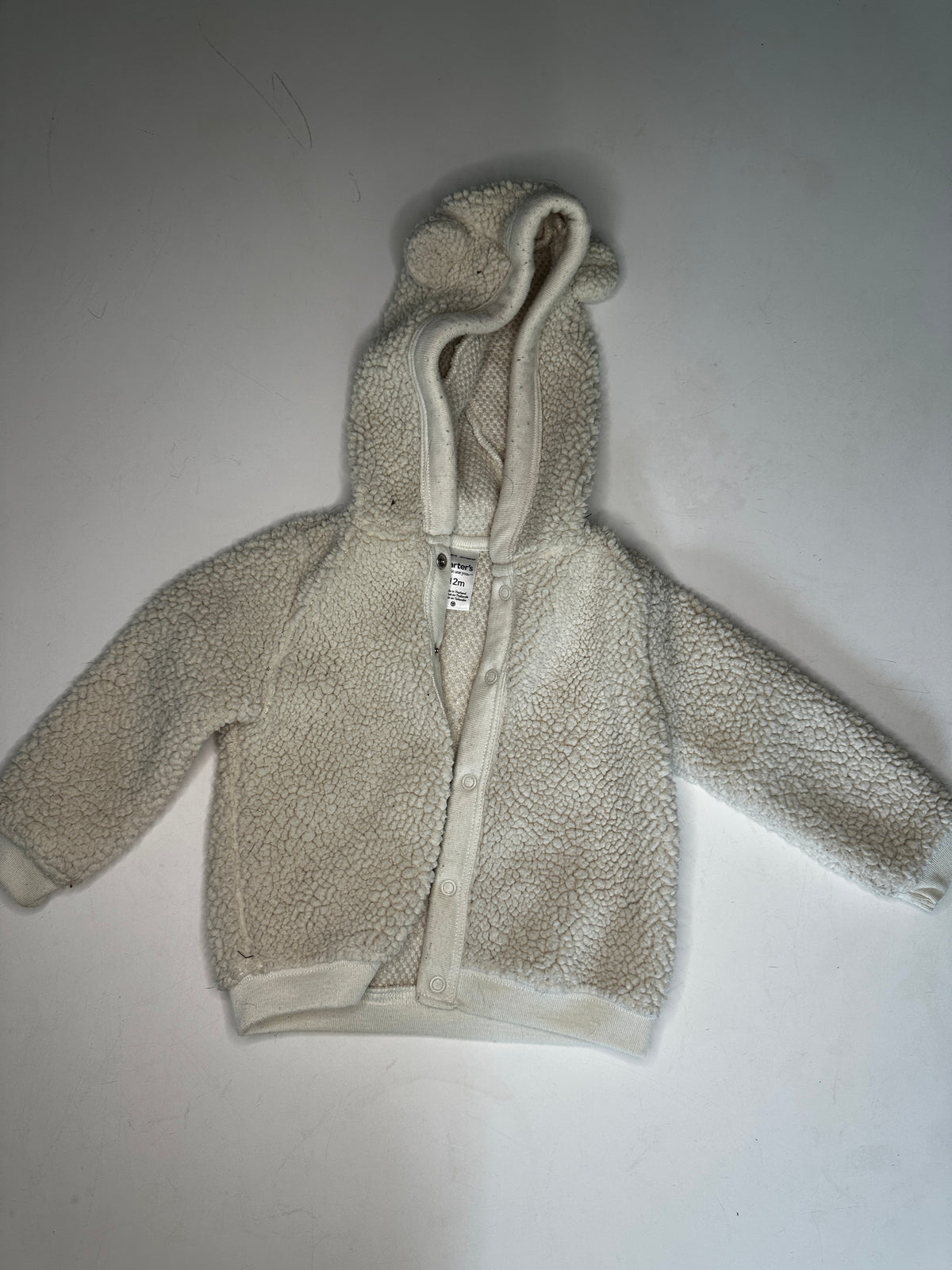 Seller #40 Carter's cream hooded jacket w/ snaps size 12 month