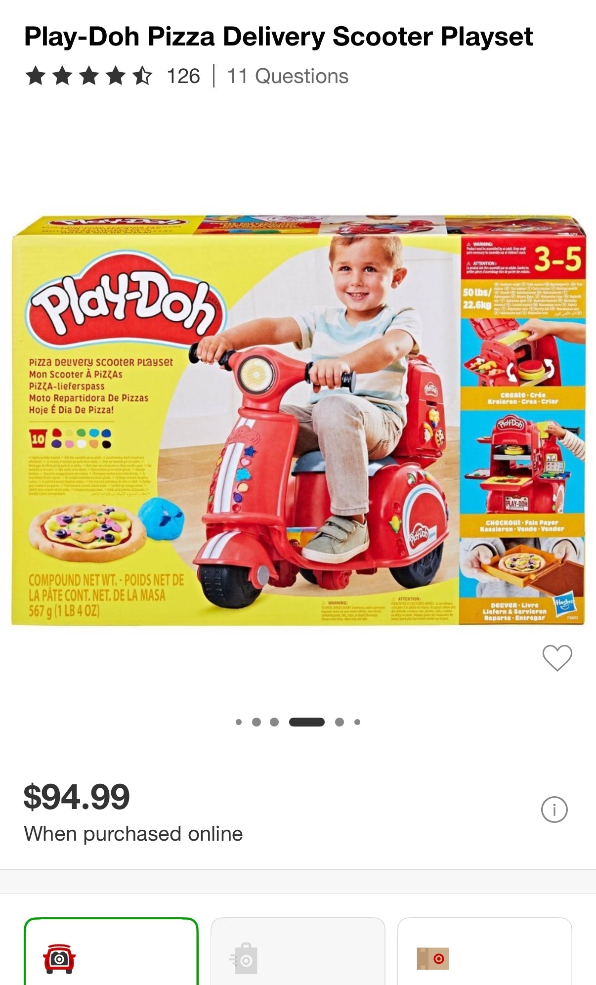 #146 - REDUCED Play Doh Pizza Delivery Scooter (RIDEABLE!)