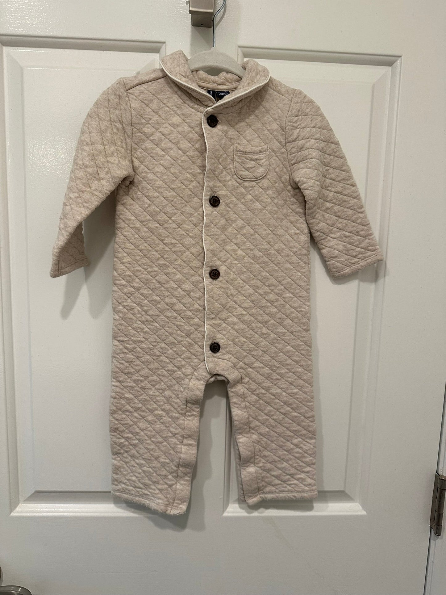 #85 Janie and Jack Oat Quilted Romper, Gender Neutral Infant 12-18m