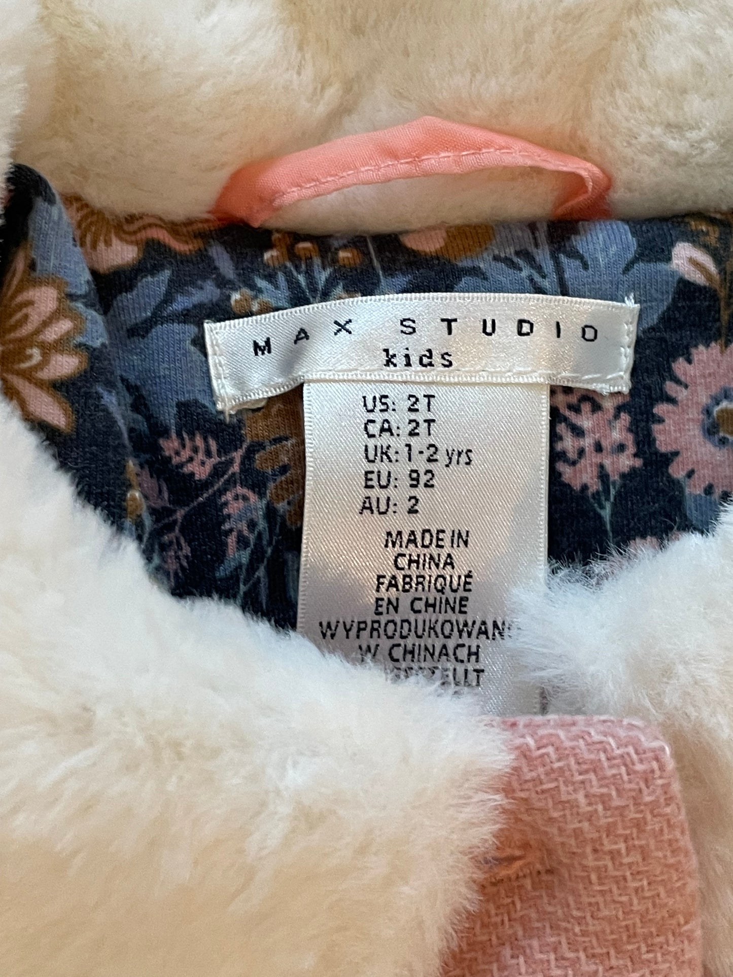 #199 Girls Max Studio pink dress coat size 2 EUC