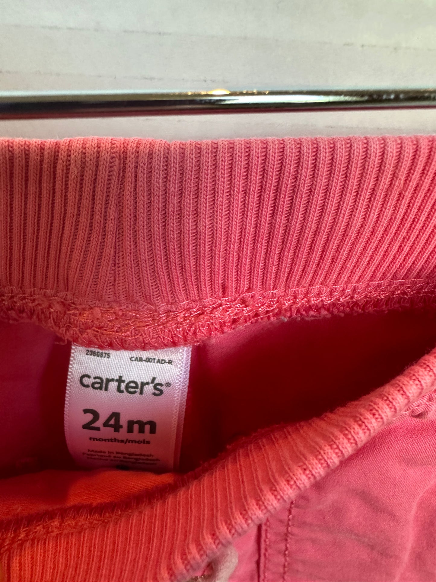 #146 Carter's Pink Drawstring Pants Heart Pockets Girls 24M