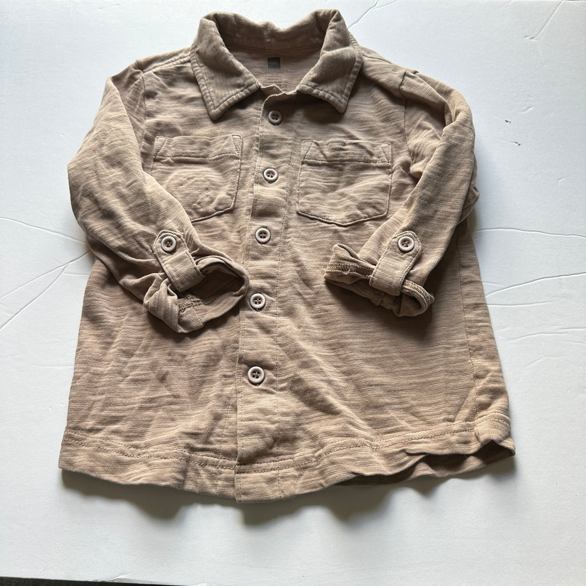 #48 Tea Light Brown Button Up Cotton Shirt 2T
