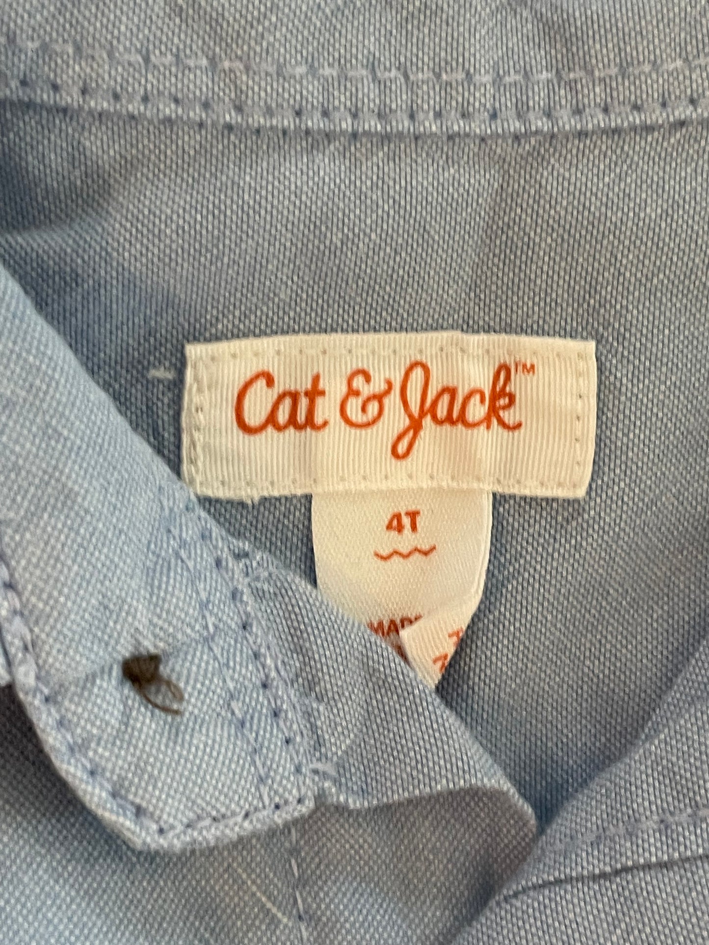 #199 Boys Cat and Jack blue dress shirt size 4 EUC