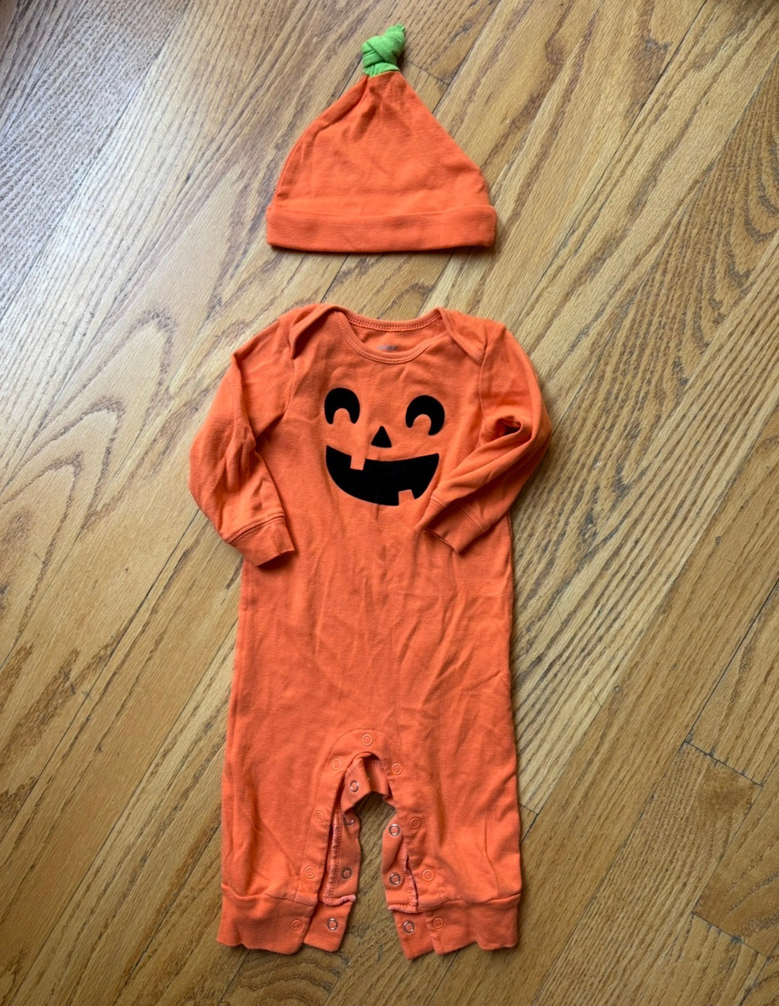 #22 Carter’s pumpkin Halloween outfit 9m