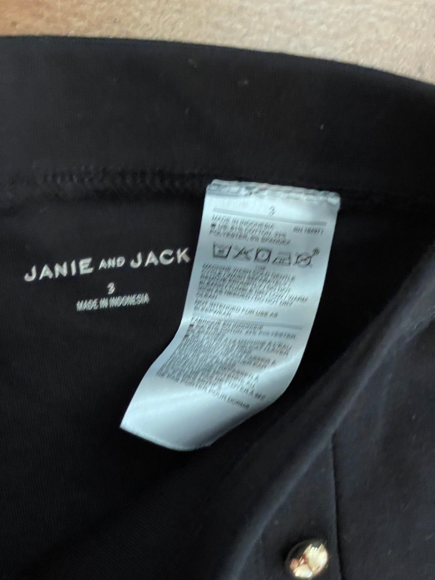 #199 Girls Janie and Jack black leggings size 3 NWOT