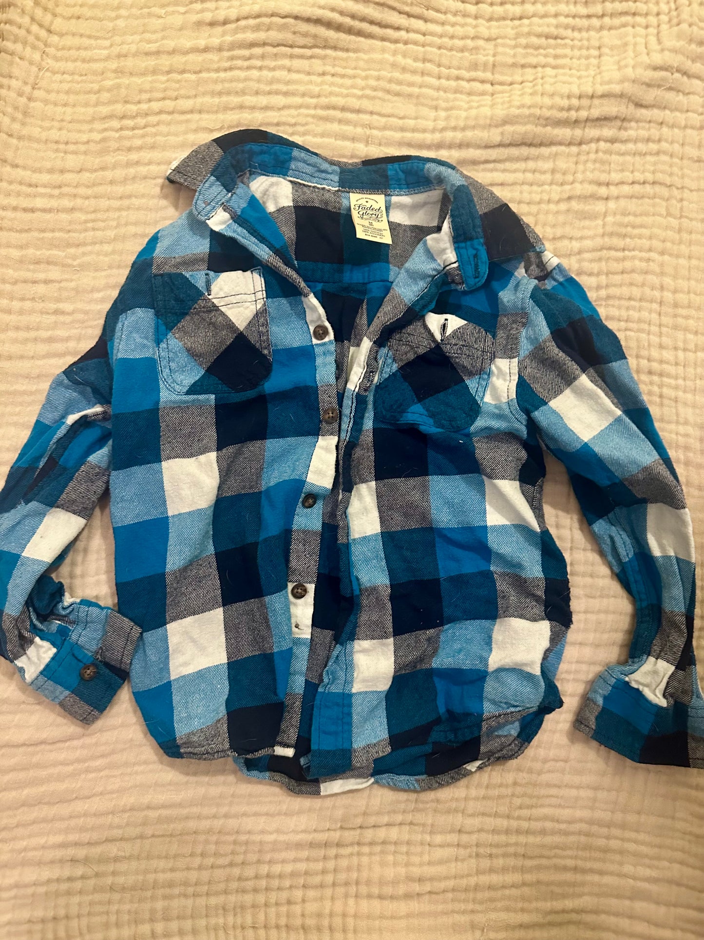 Seller 45- Faded Glory Black and Blue Flannel Boys 8
