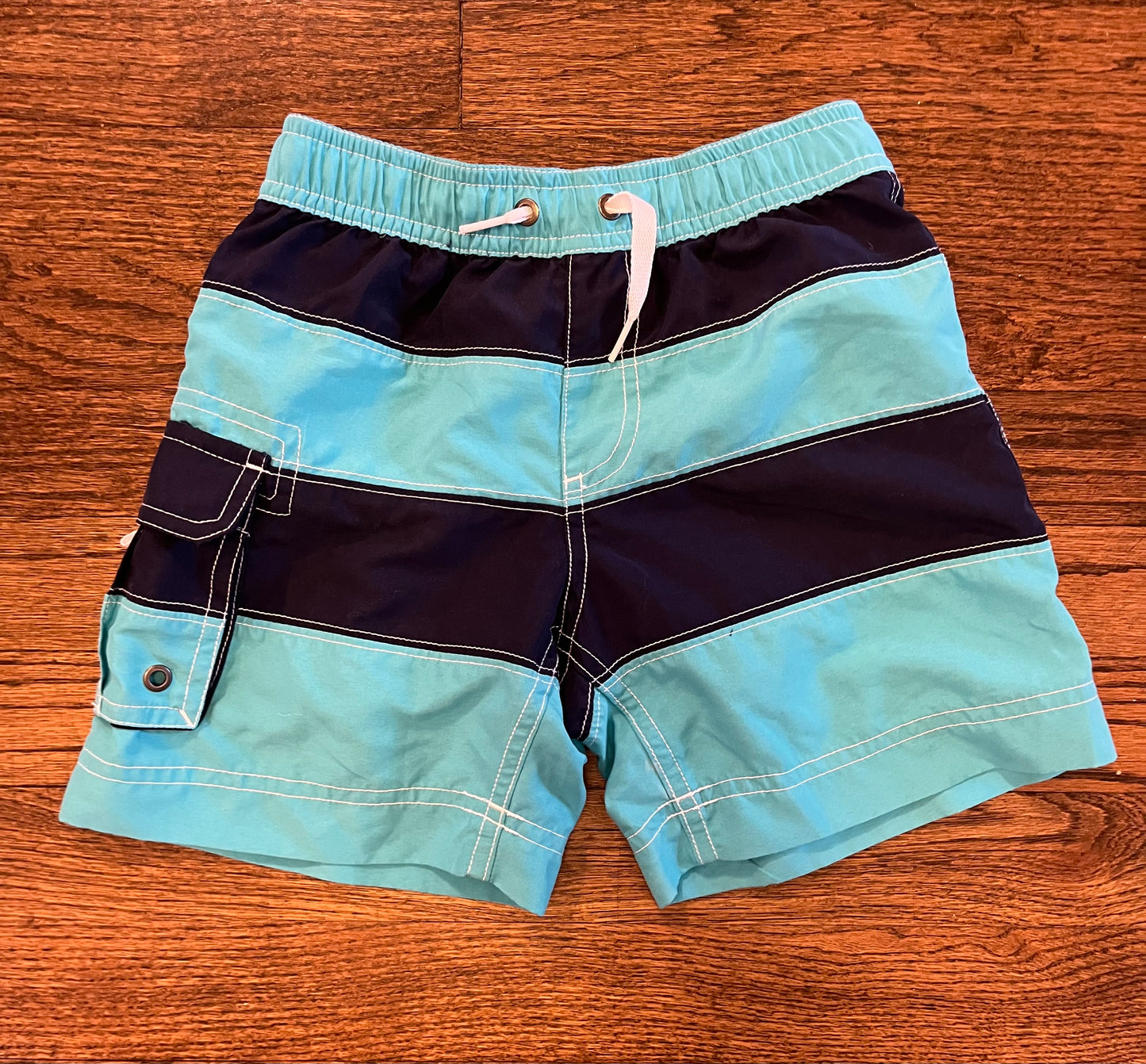 #7 Hanna Andersson Sz 5 Blue Striped Swim Trunks