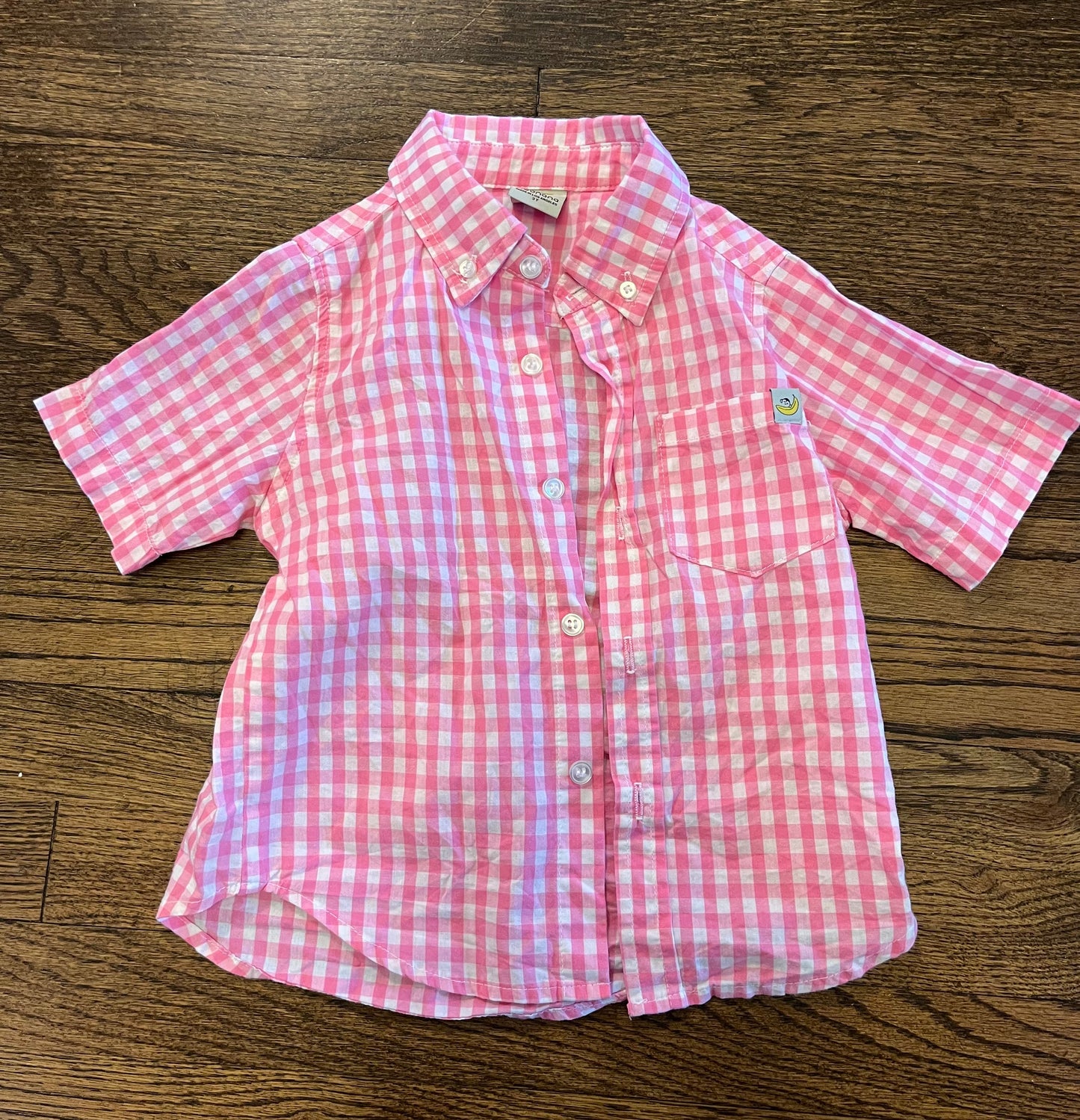 #7 Banana 3t Pink Short Sleeve Button Up Shirt
