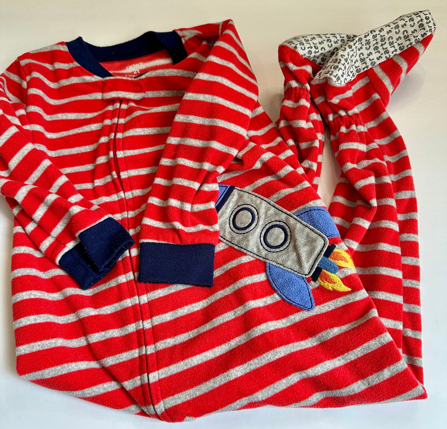 #162 Carters Red Fleece Footie PJs 2T