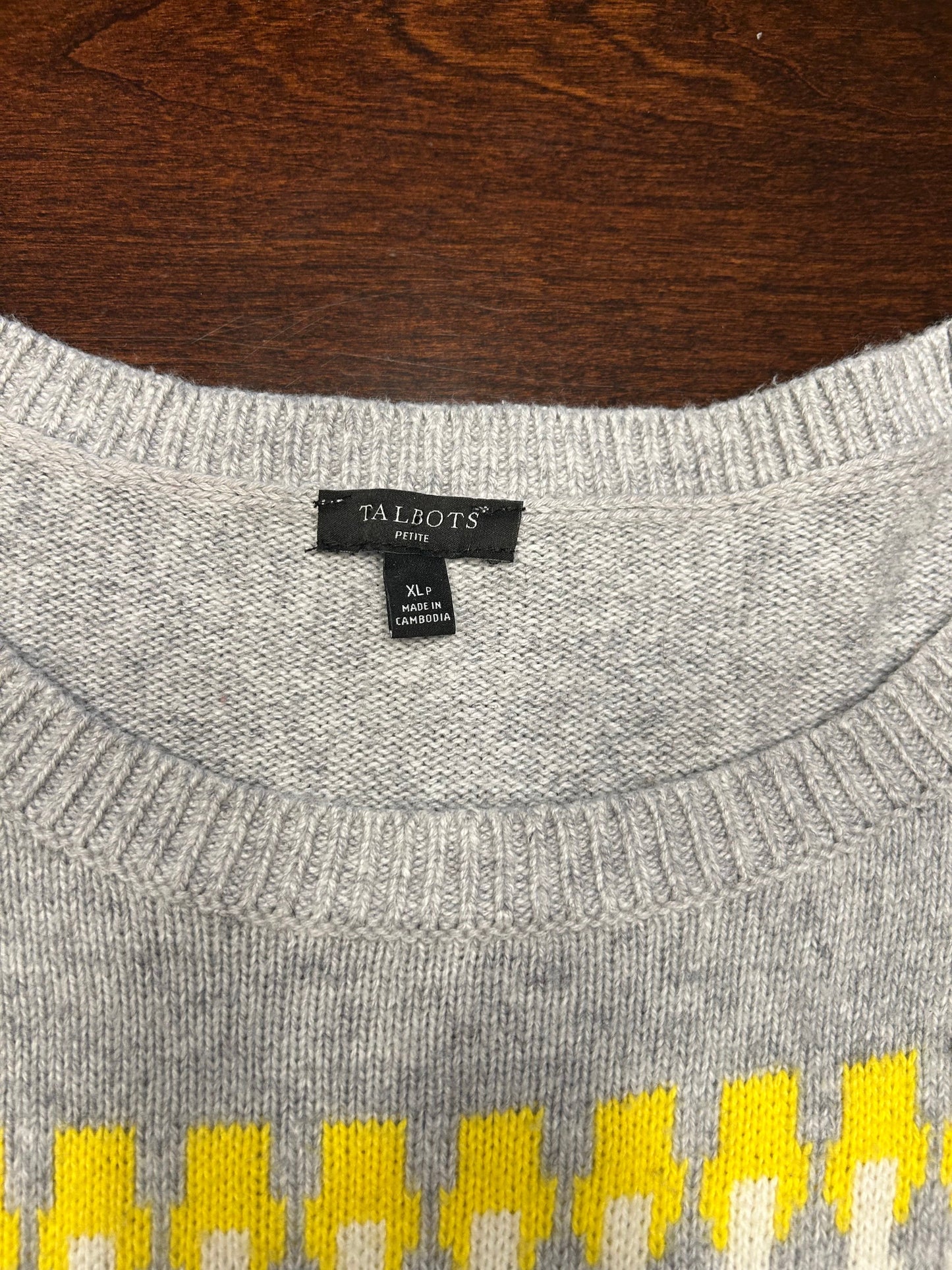 Reduced - Seller #18 Talbots gray yellow sweater size XL