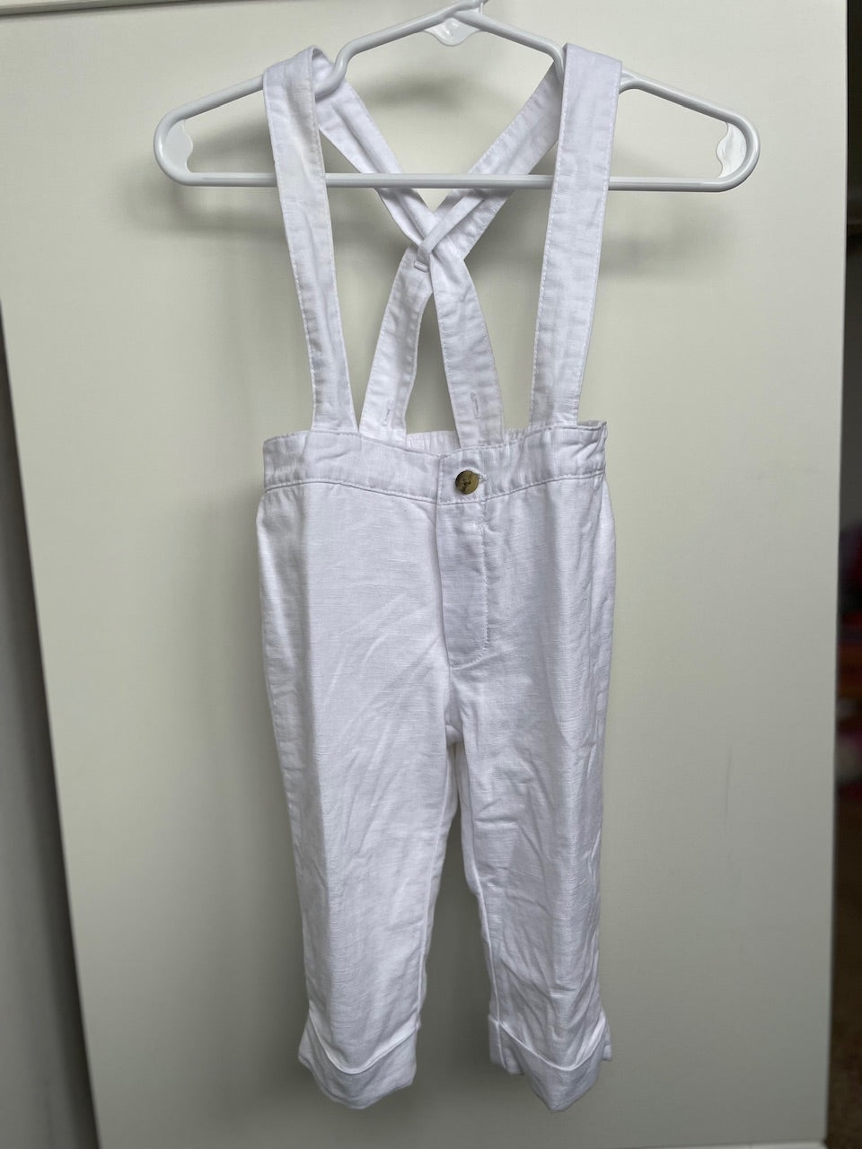 #68 Janie and Jack White Suspender Pants, Boys, 3-6m