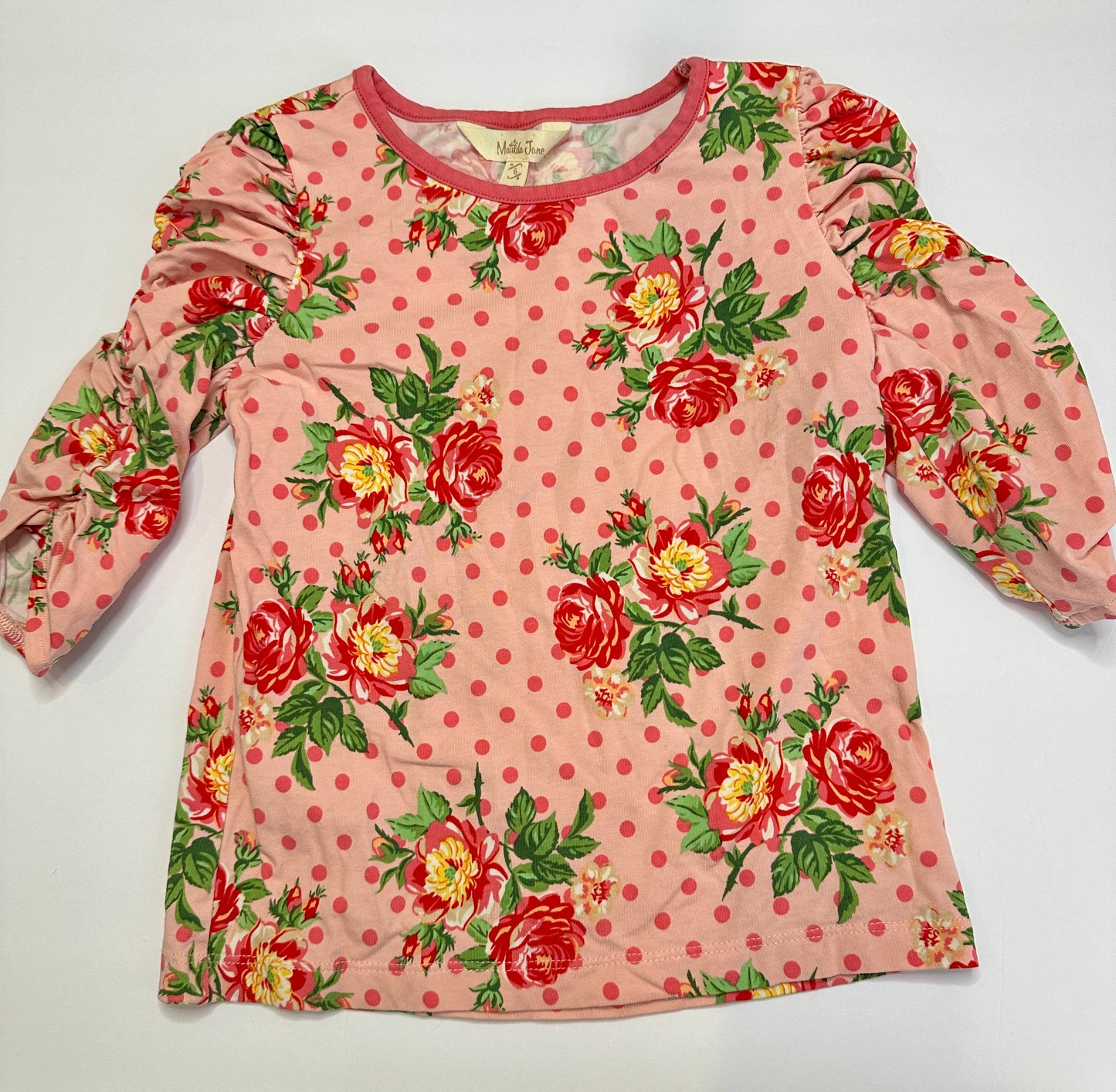 #162 Matilda Jane Floral Top w/ Ruffle sleeves Girls 6