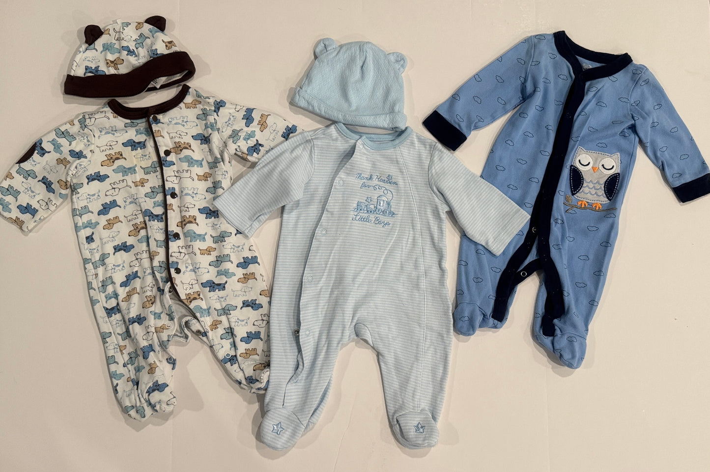 #187 0-3m Mixed Brand Boys Footie Pajamas