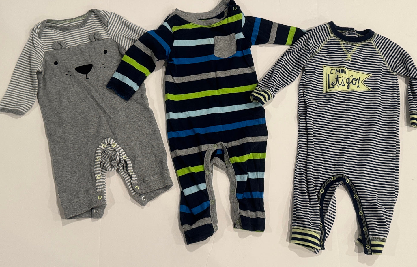 #187 Boys 3-6m Mixed Brands Footless Rompers