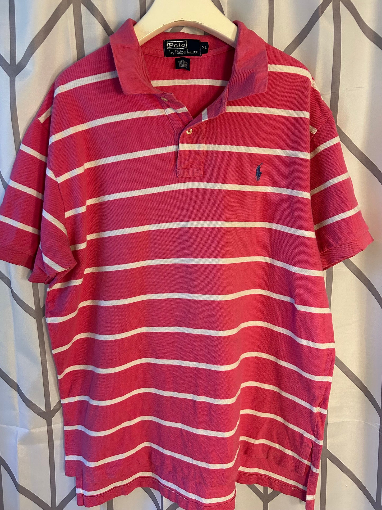 #18 Reduced! Polo Ralph Lauren pink stripe men’s XL