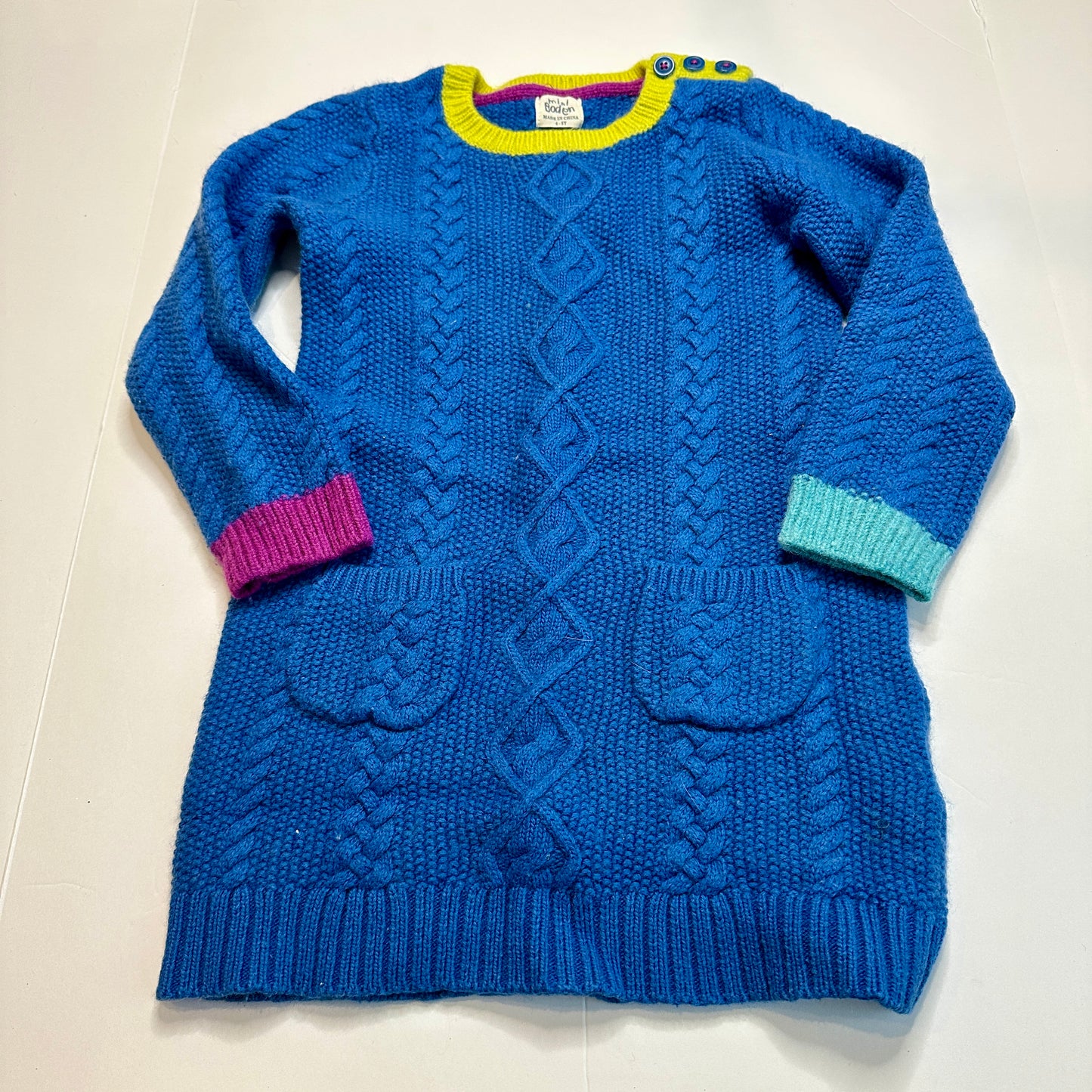 #162 Mini Boden Blue Sweater Dress 4/5