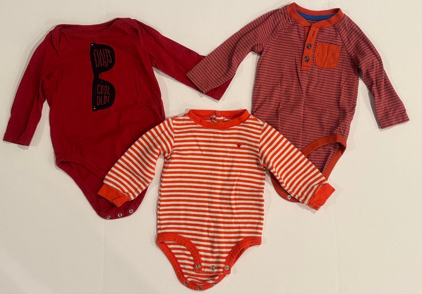 #187 Boys 6-12m Mixed Brands Fall Color Onesies
