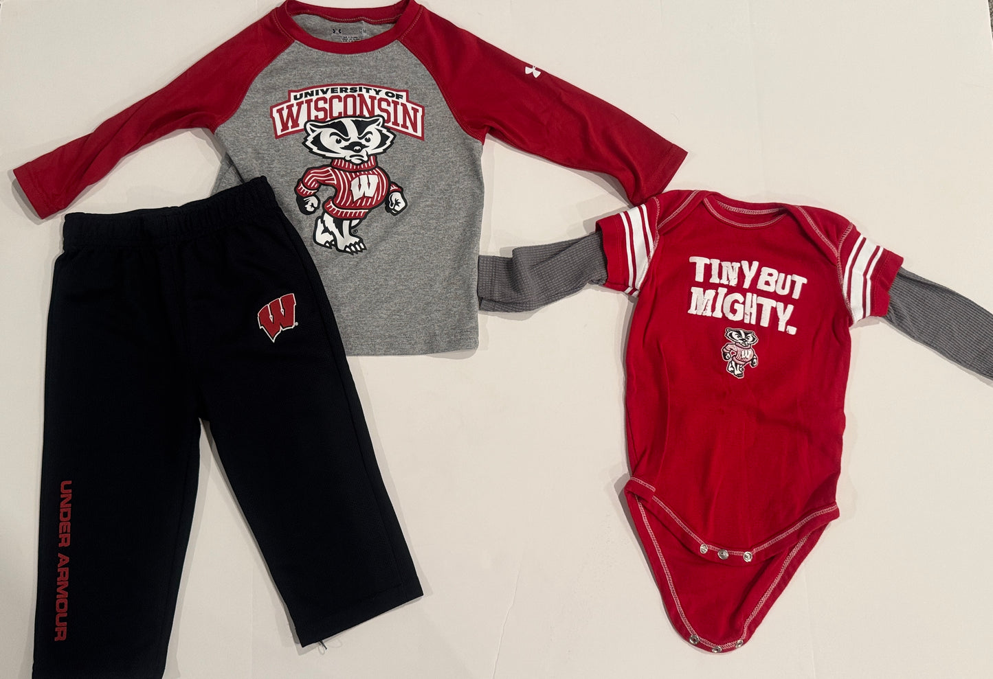 #187 Boys or Gender Neutral 6m/12m Wisconsin Badgers Outfits