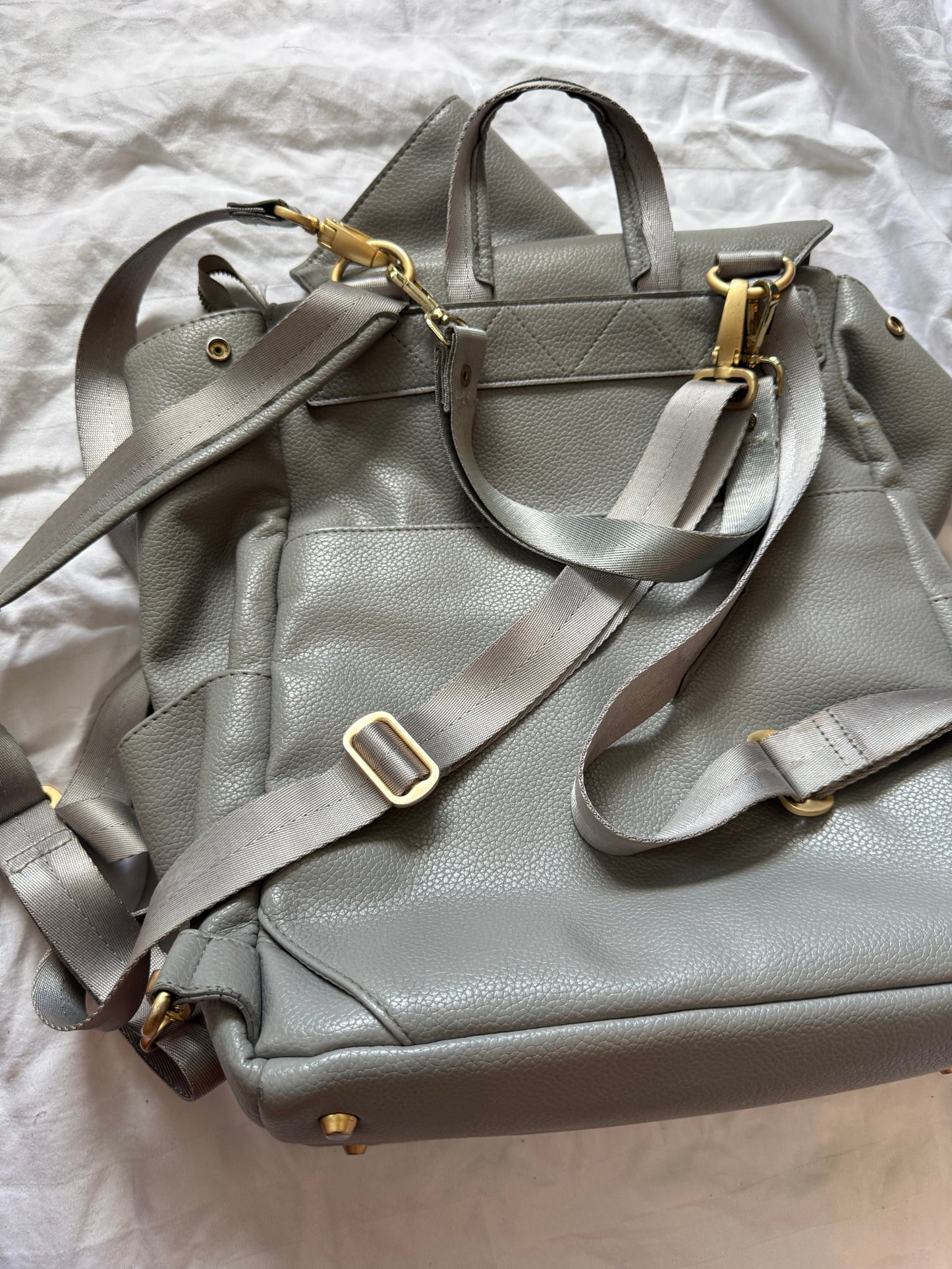 Seller #22 - Freshly Picked gray leather diaper bag - GUC