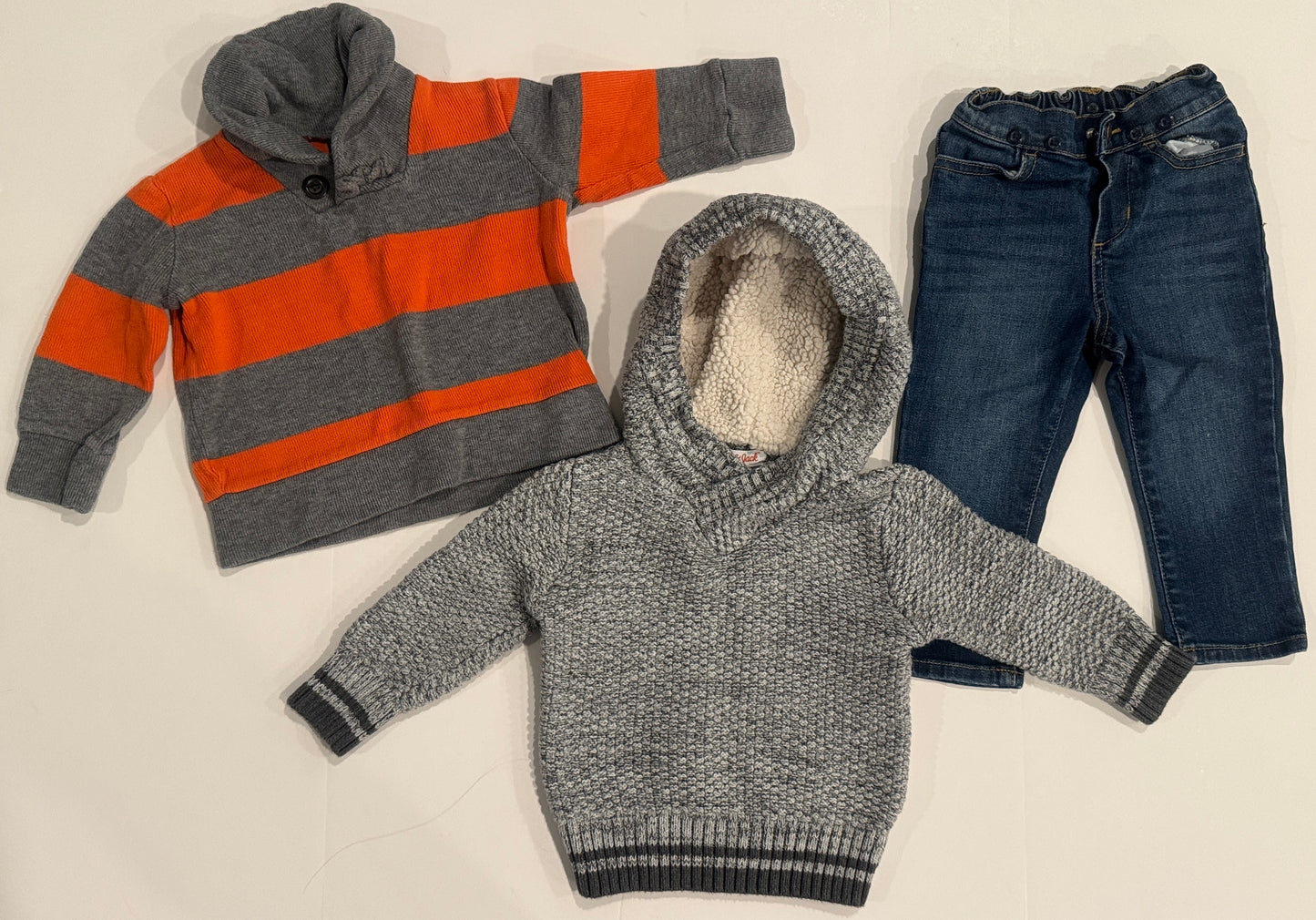 #187 Boys 12-18m Mixed Brands Sweater/Jeans Bundle