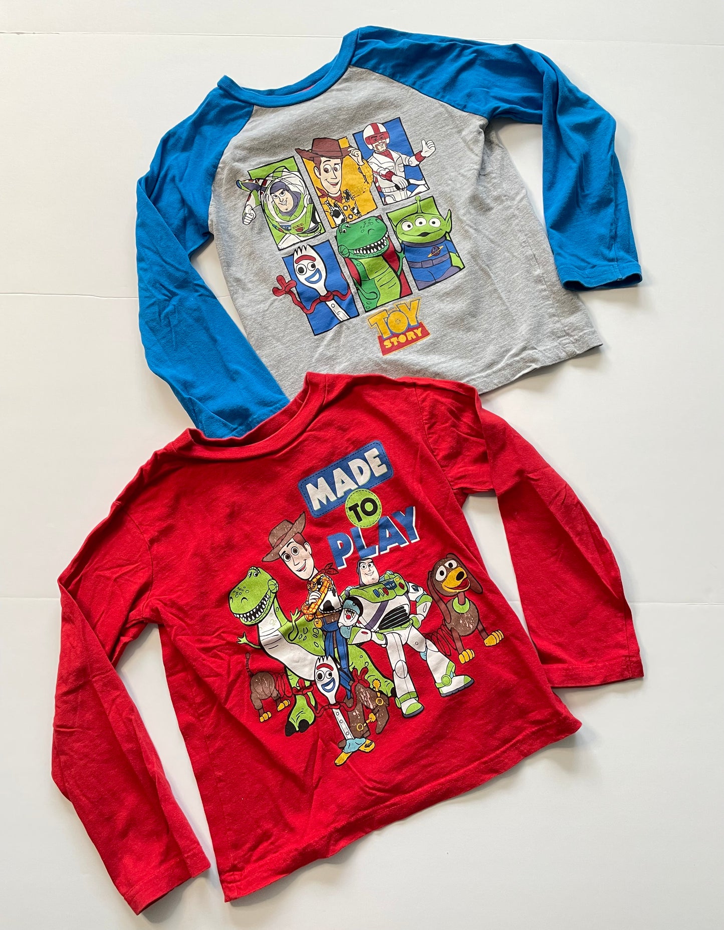 #121 Boys 5 Toy Story set of two shirts, EUC