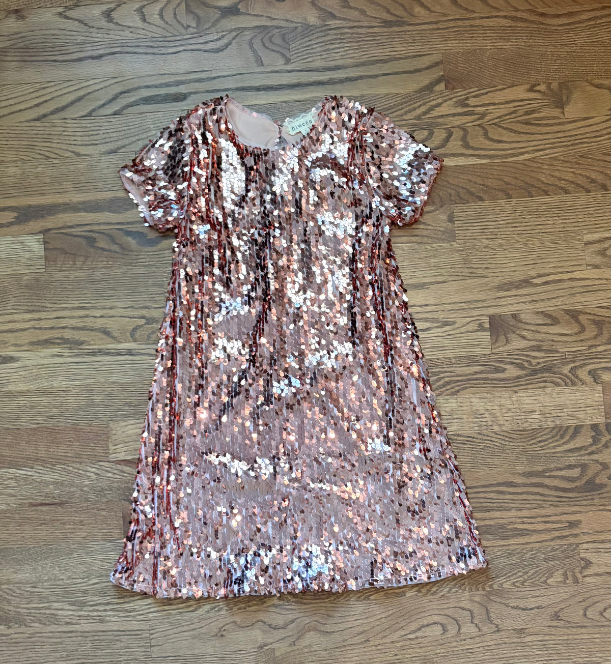 #74 Girls Rose Gold Sequin Dress - 8
