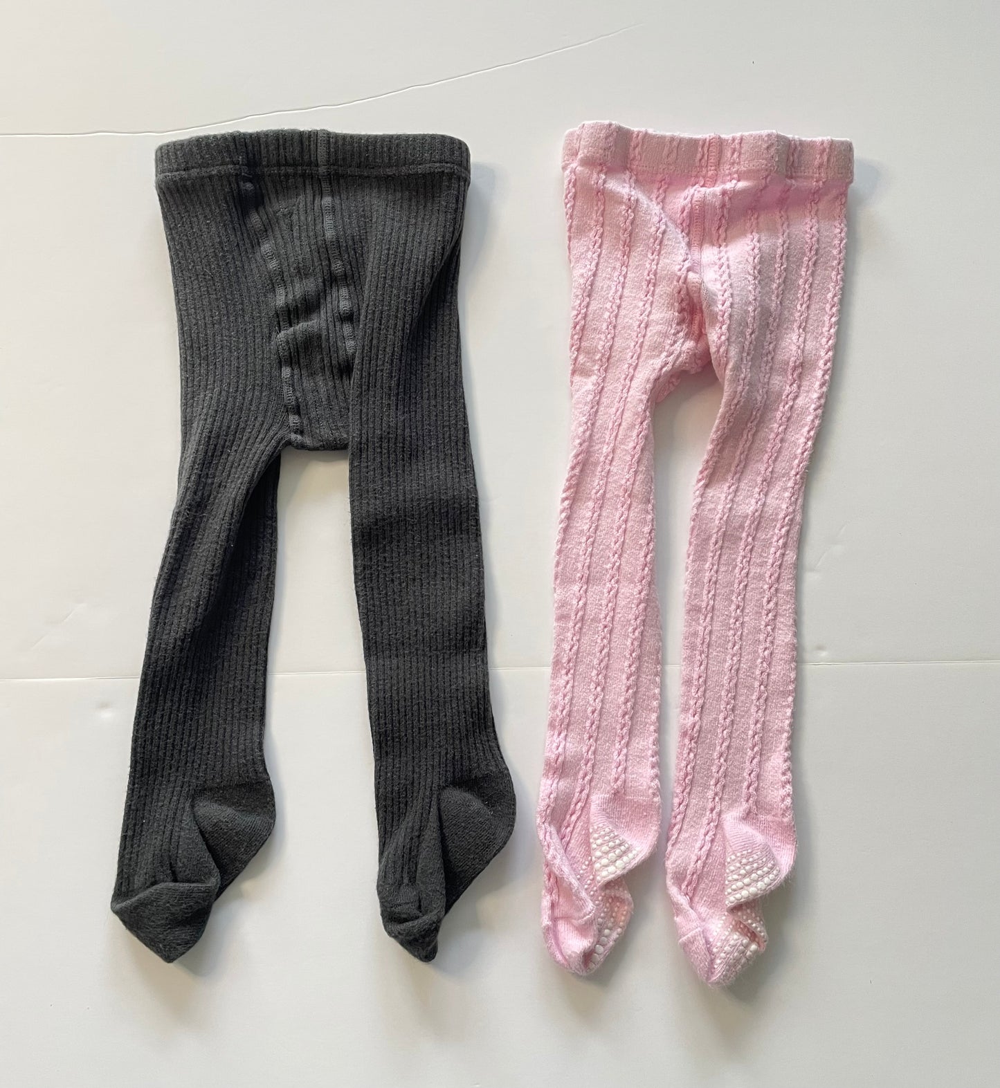 #121 Girls 12-24M set of two tights dark gray and pink, GUC/VGUC