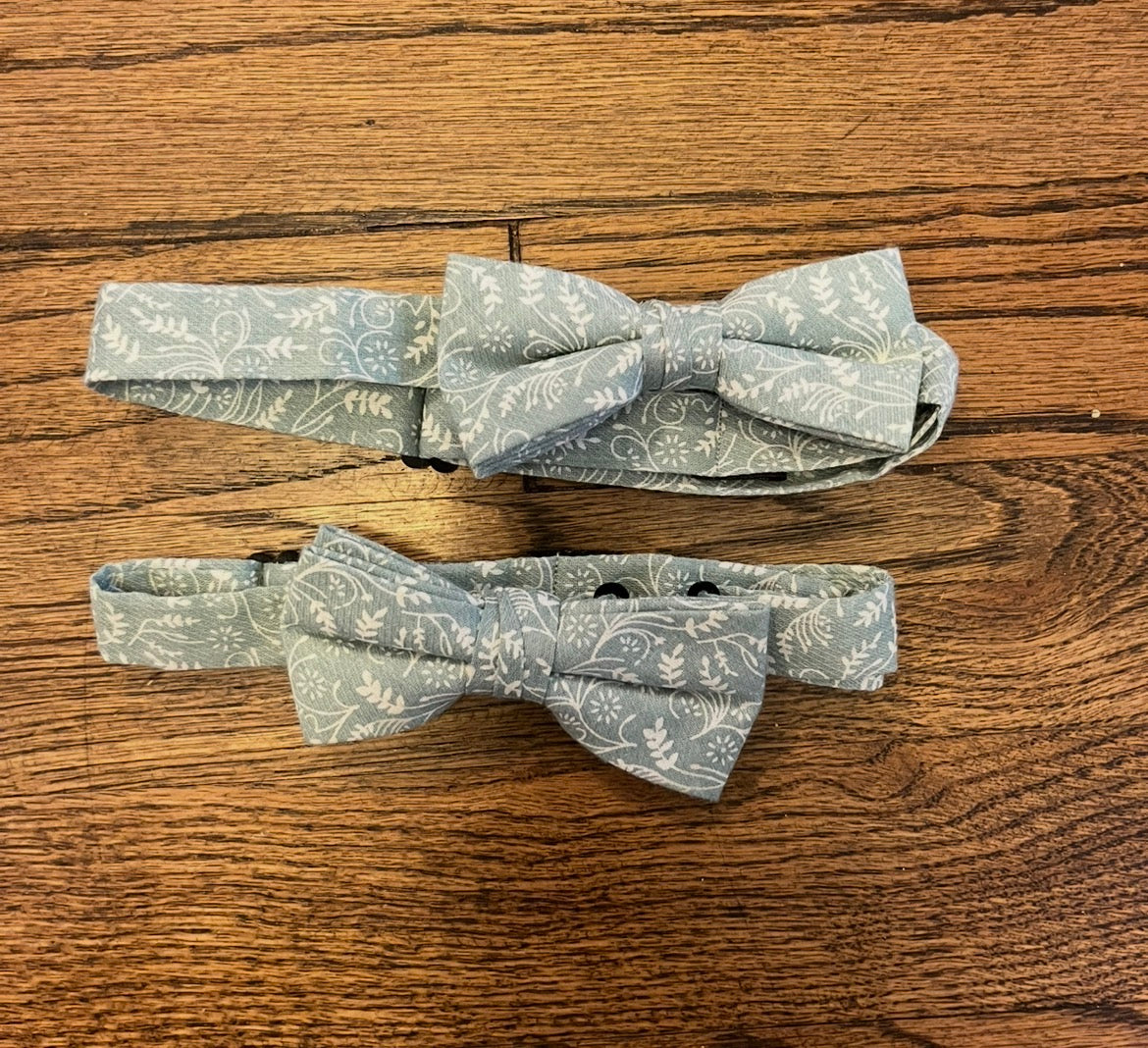 #7 Two floral sage bow ties for kids/toddlers adjustable