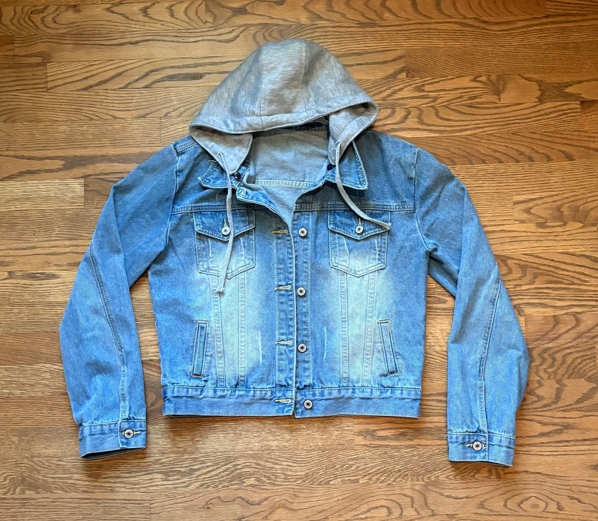 #74 Denim Jacket with Hood - M