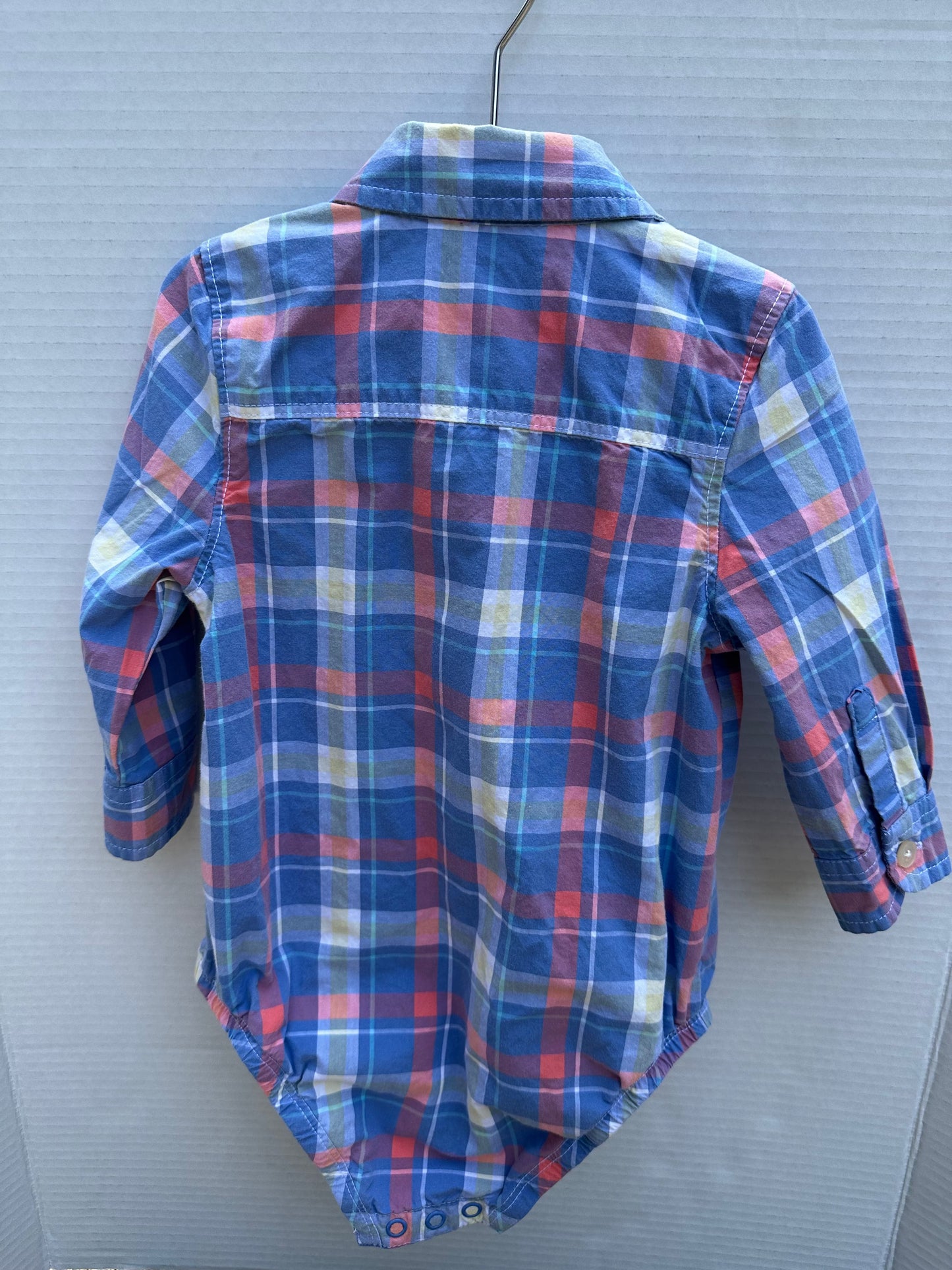 #146 OshKosh Plaid Long sleeve Button Up Dress Shirt Boys 9M