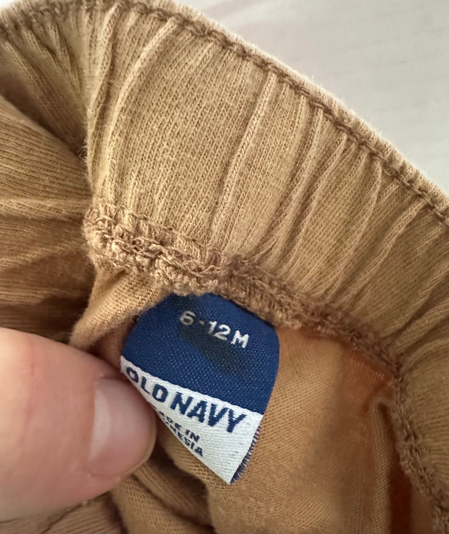 #146 Old Navy Navy and Camel Tan Cotton Shorts Set Boys 6-12M