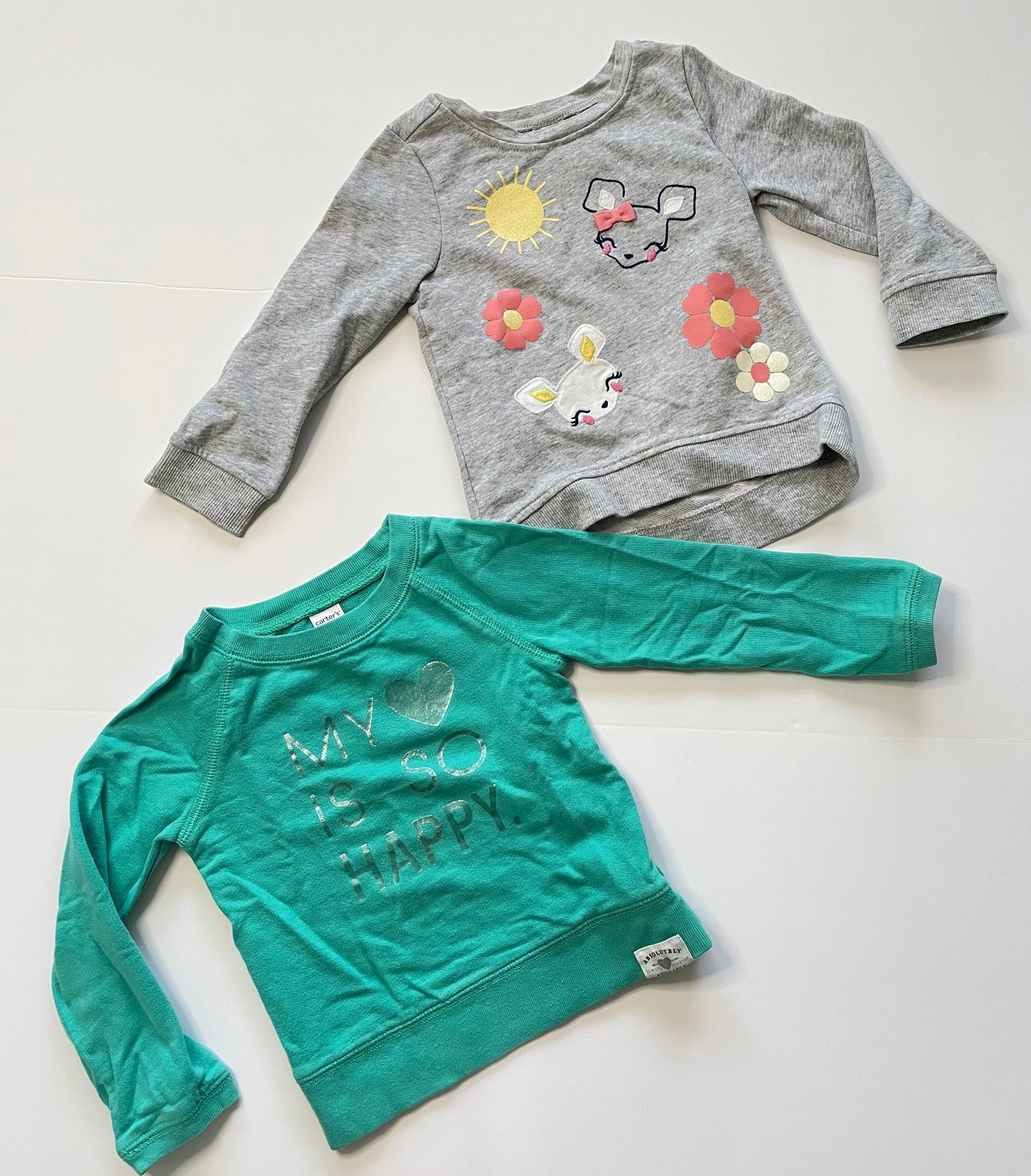 #121 Girls 2T set of two lighter weight sweatshirts, Gymboree and Carters, VGUC/GUC