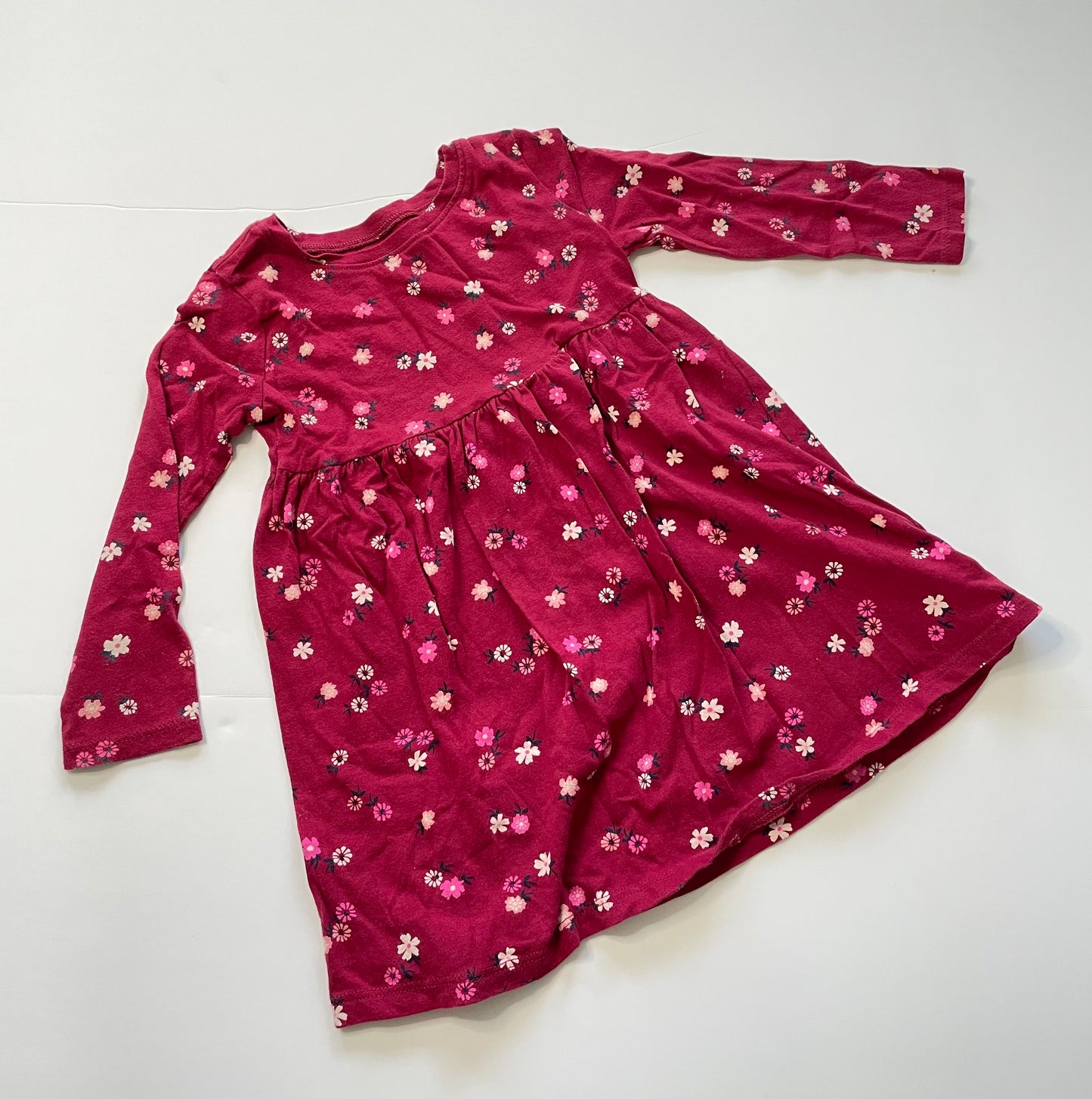 #121 Girls 2T Old Navy red with flowers dress, EUC
