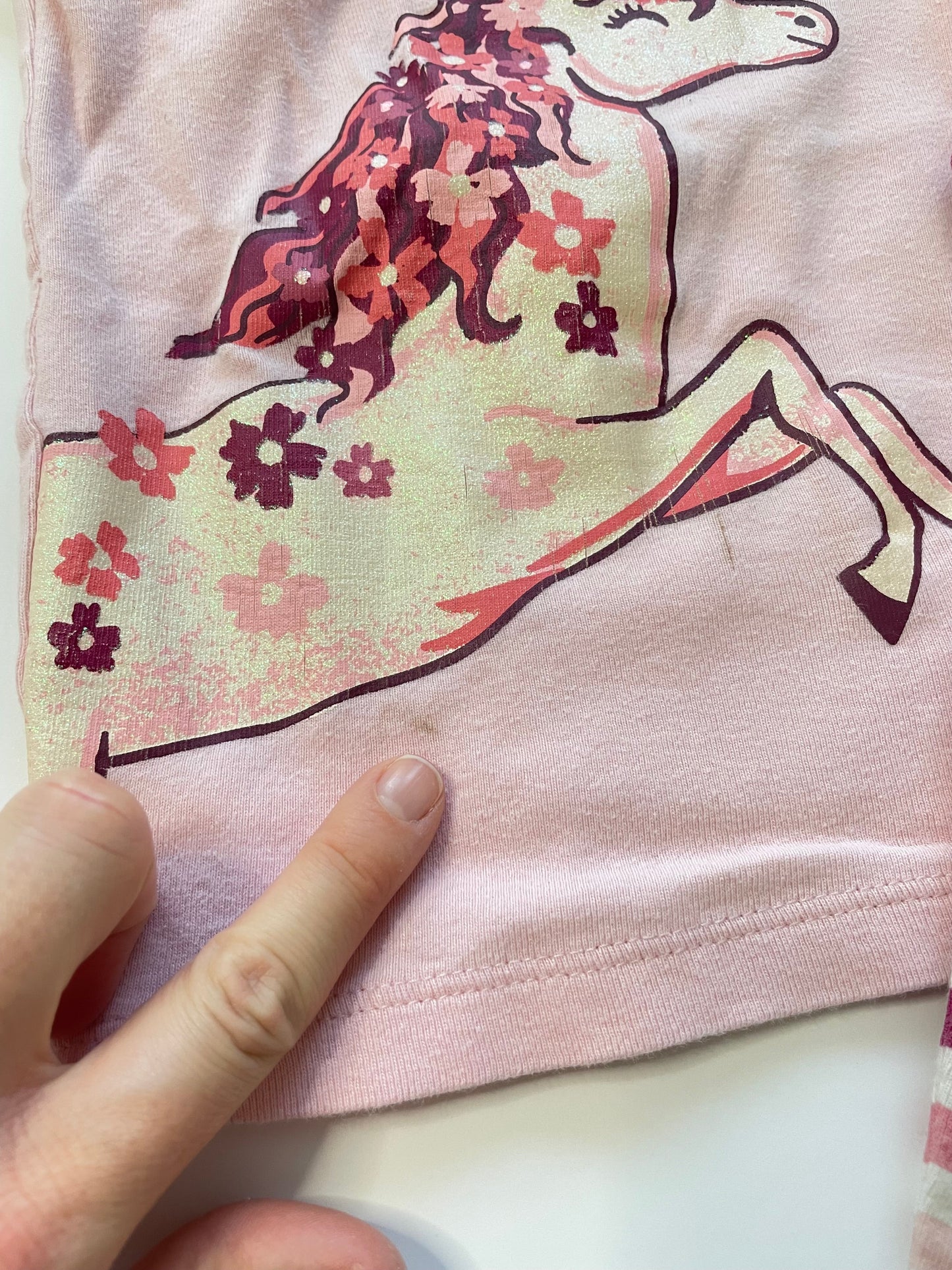 #121 Girls 3T set of two Member's Mark pajamas, unicorn and butterflies, GUC