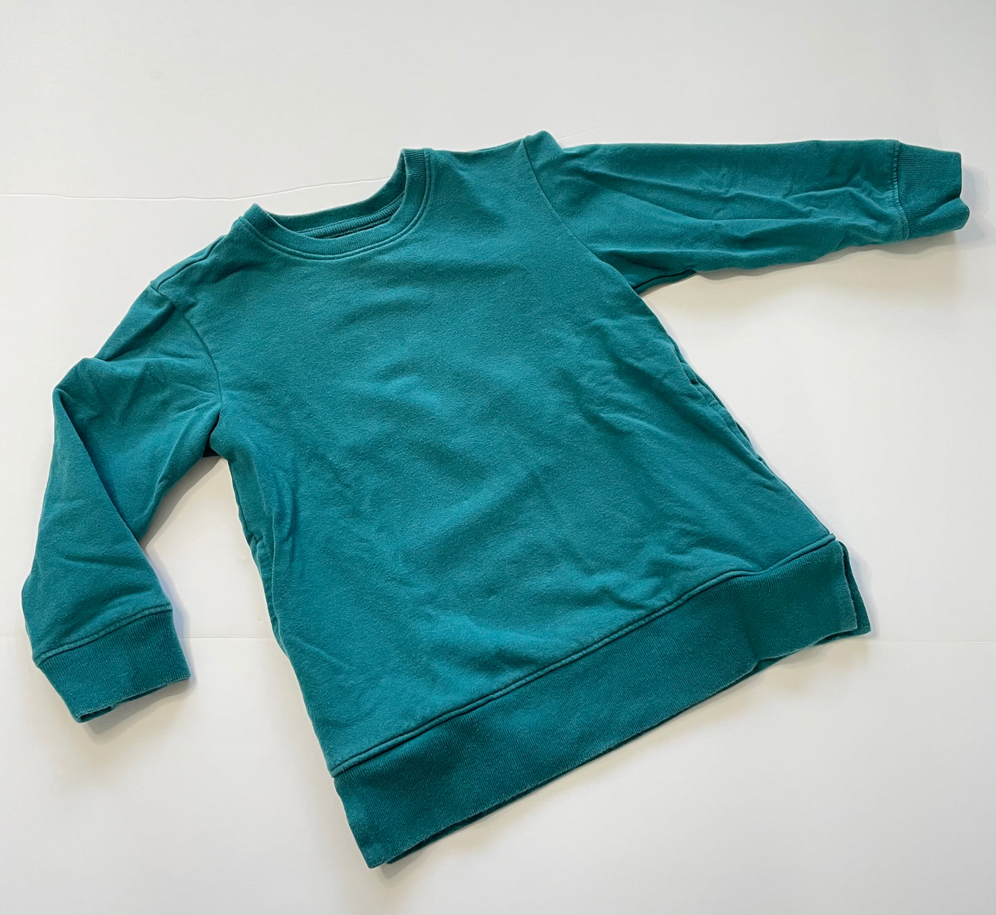 #121 Girls 3T Primary teal tunic length sweatshirt, VGUC