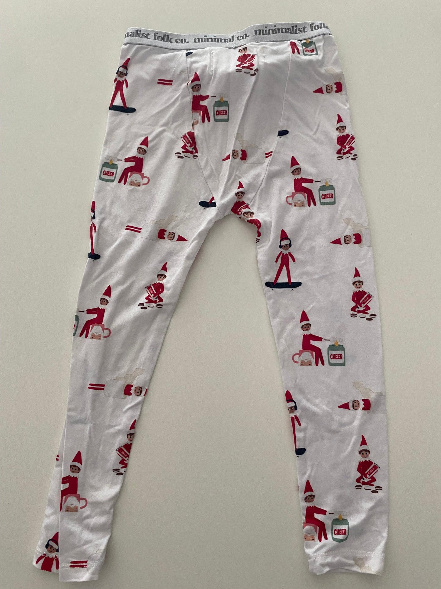 #117, Gorls 4T, minimalist folk ELF holiday pajamas, EUC