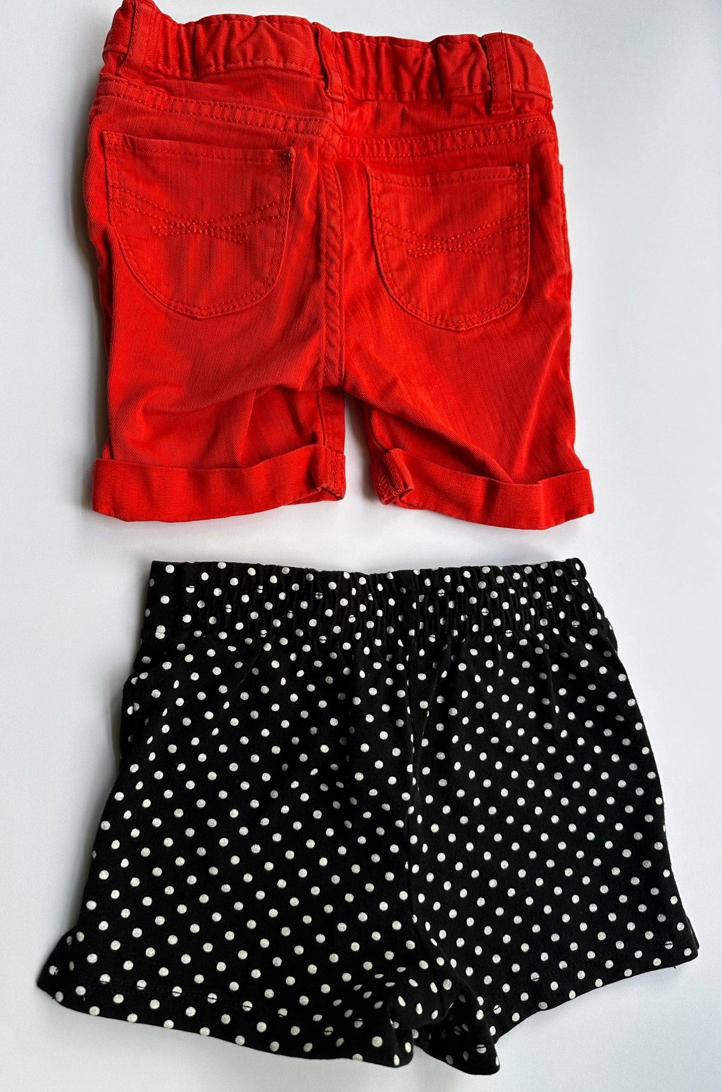 #146 Gap Old Navy Red Black Polka Dots Shorts Set Girls 18-24M
