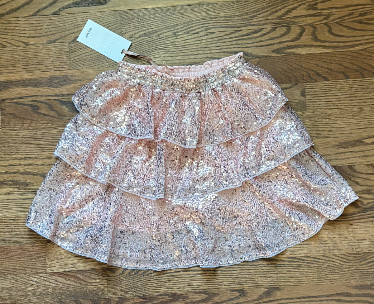 #74 NWT Girls Rose Gold Sequin Skirt - 10