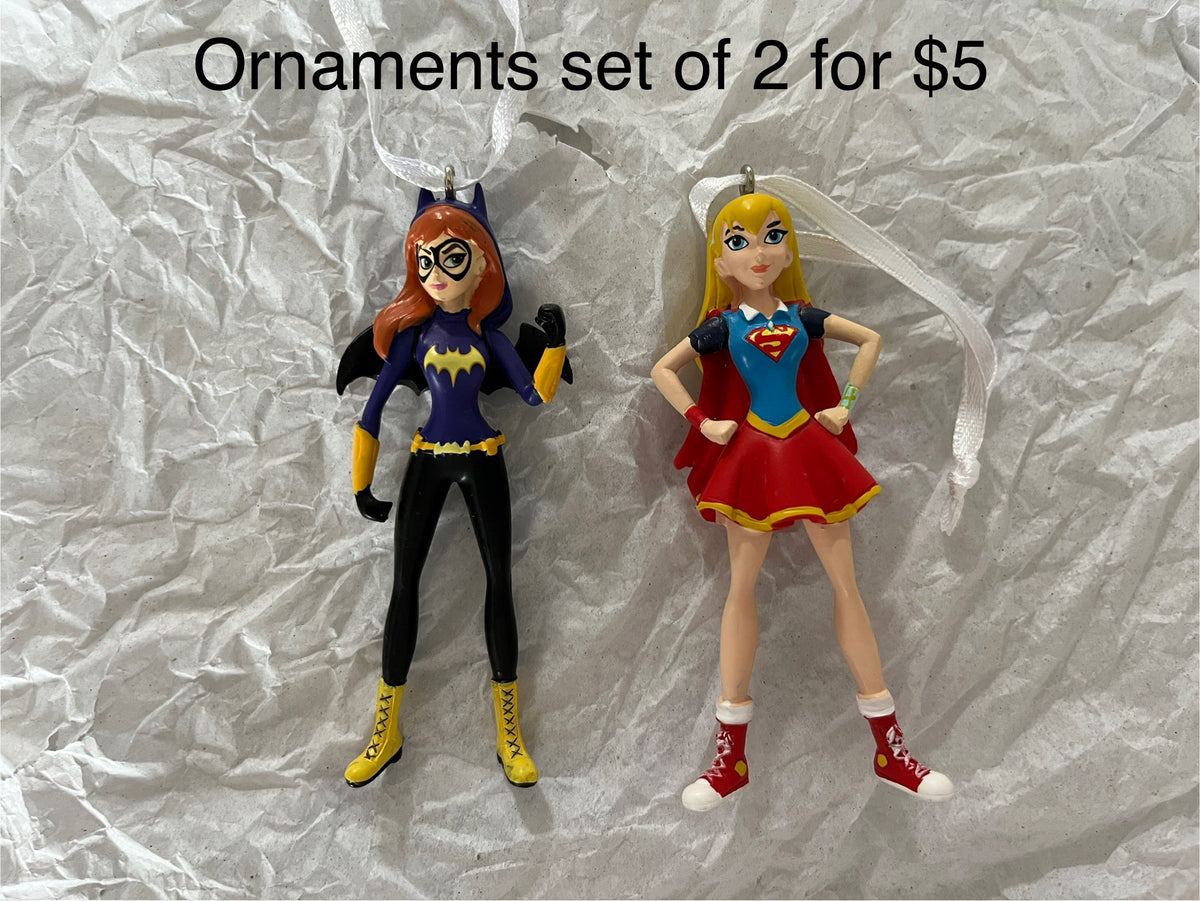 135 batgirl and supergirl ornaments, LN
