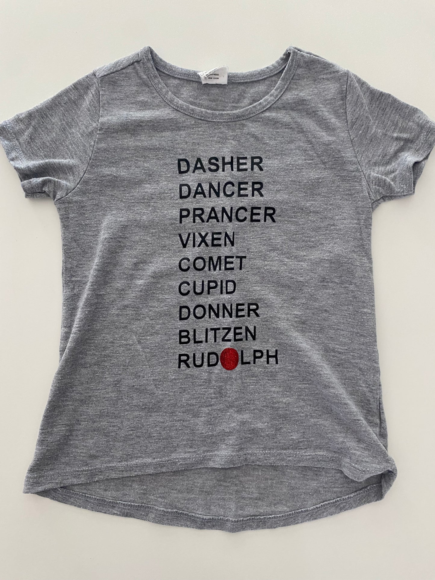 #117, Girls 3T, Gray reindeer name T-shirt, GUC