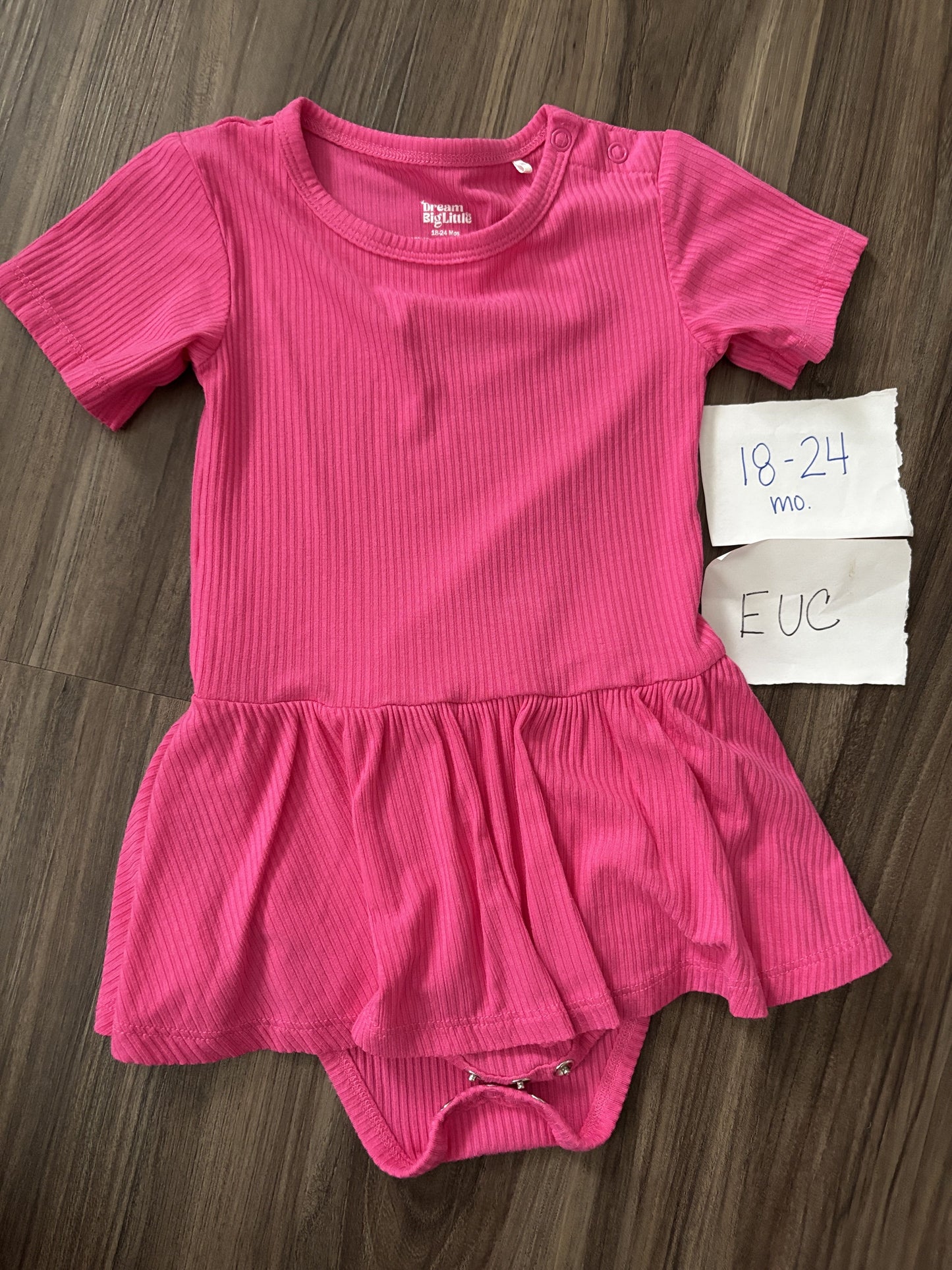 #138 - 18-24 Mo EUC Dream Big Little Co Pink SS Bodysuit Twirl