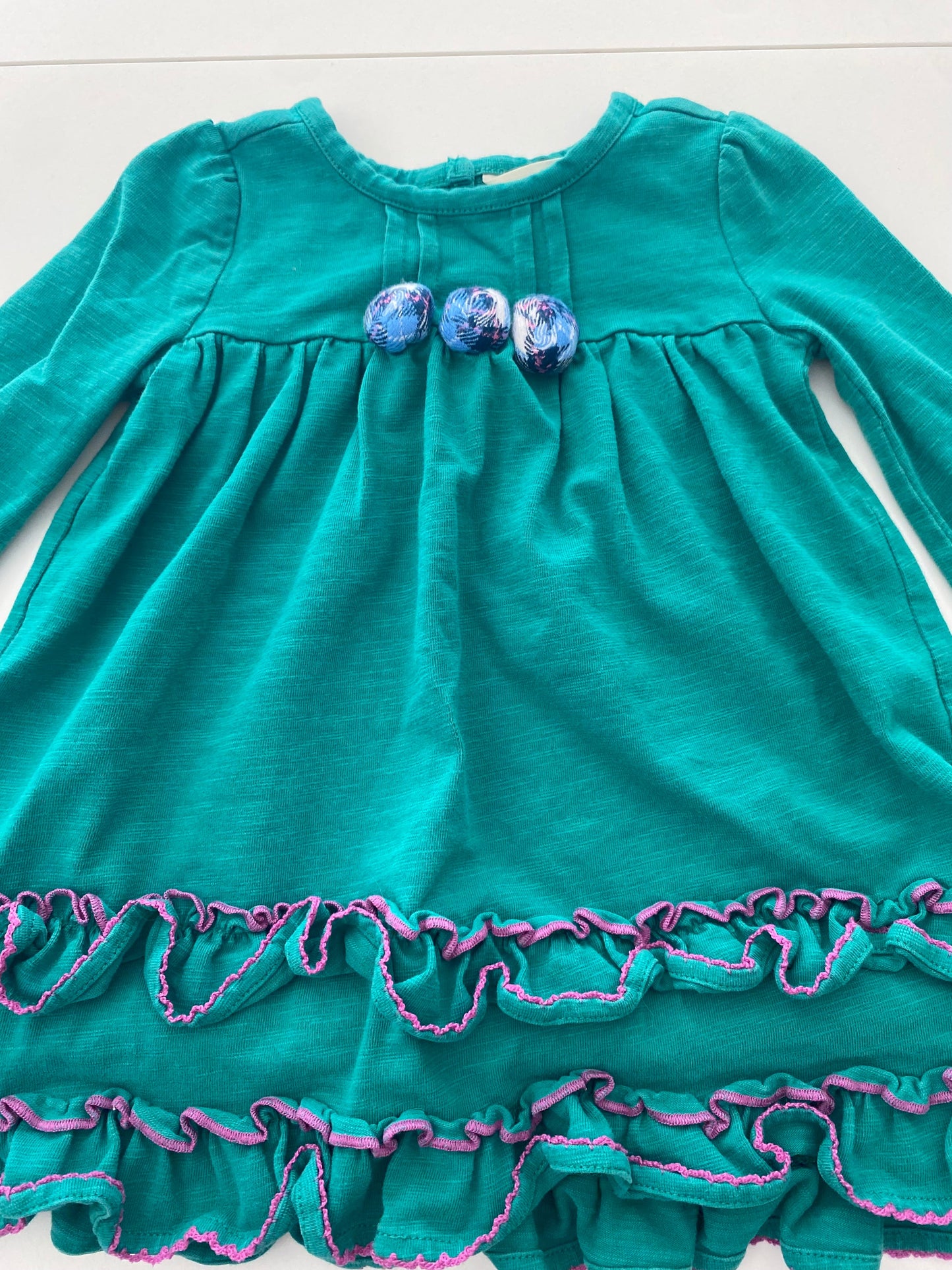 #117, Girls 12M, Matilda Jane Green ruffle dress, GUC
