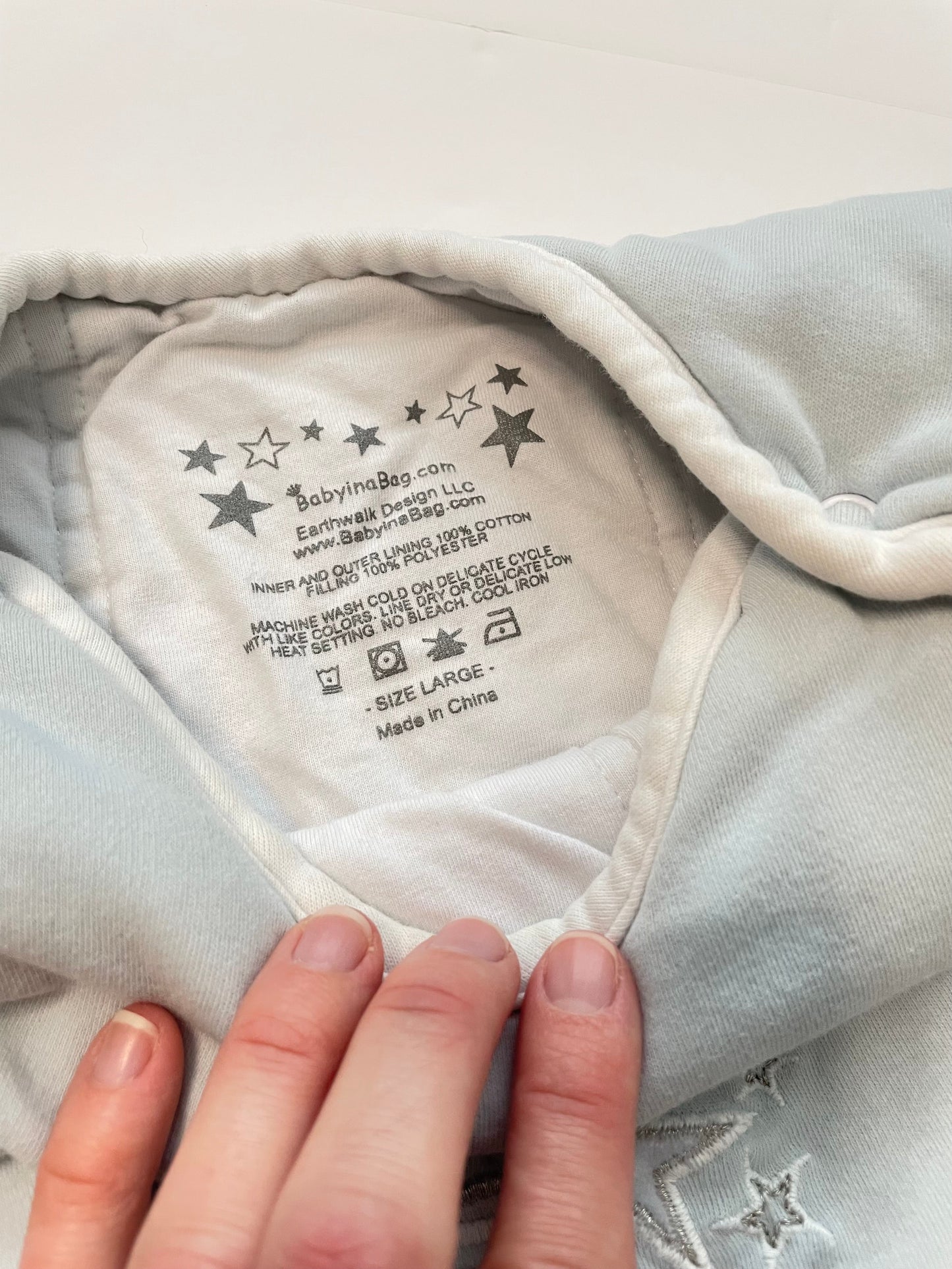 #121 Baby in a Bag cotton blue sleep sack, GUC