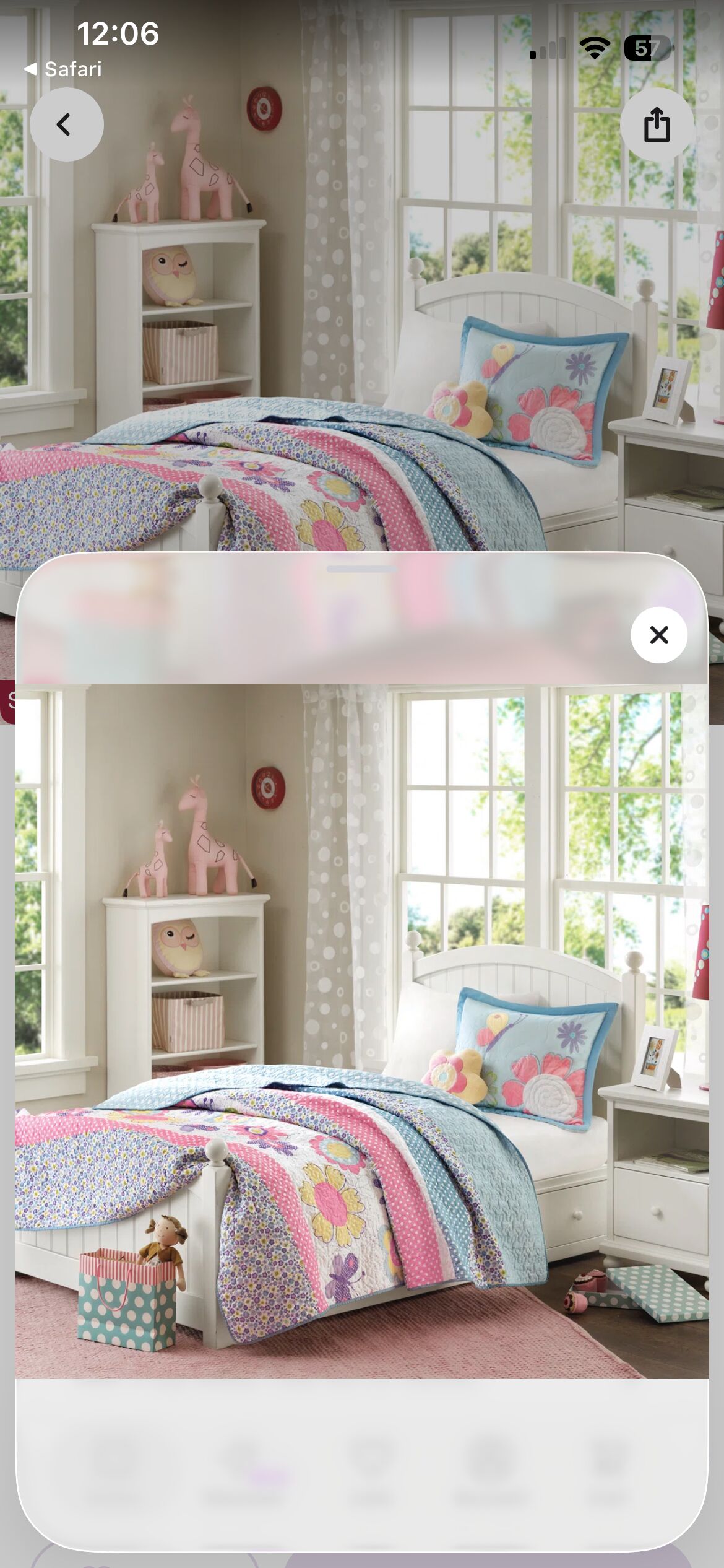 #124 Floral Butterly Reversible Quilt Set - full size quilt, 2 pillow shams & 1 decorative pillow