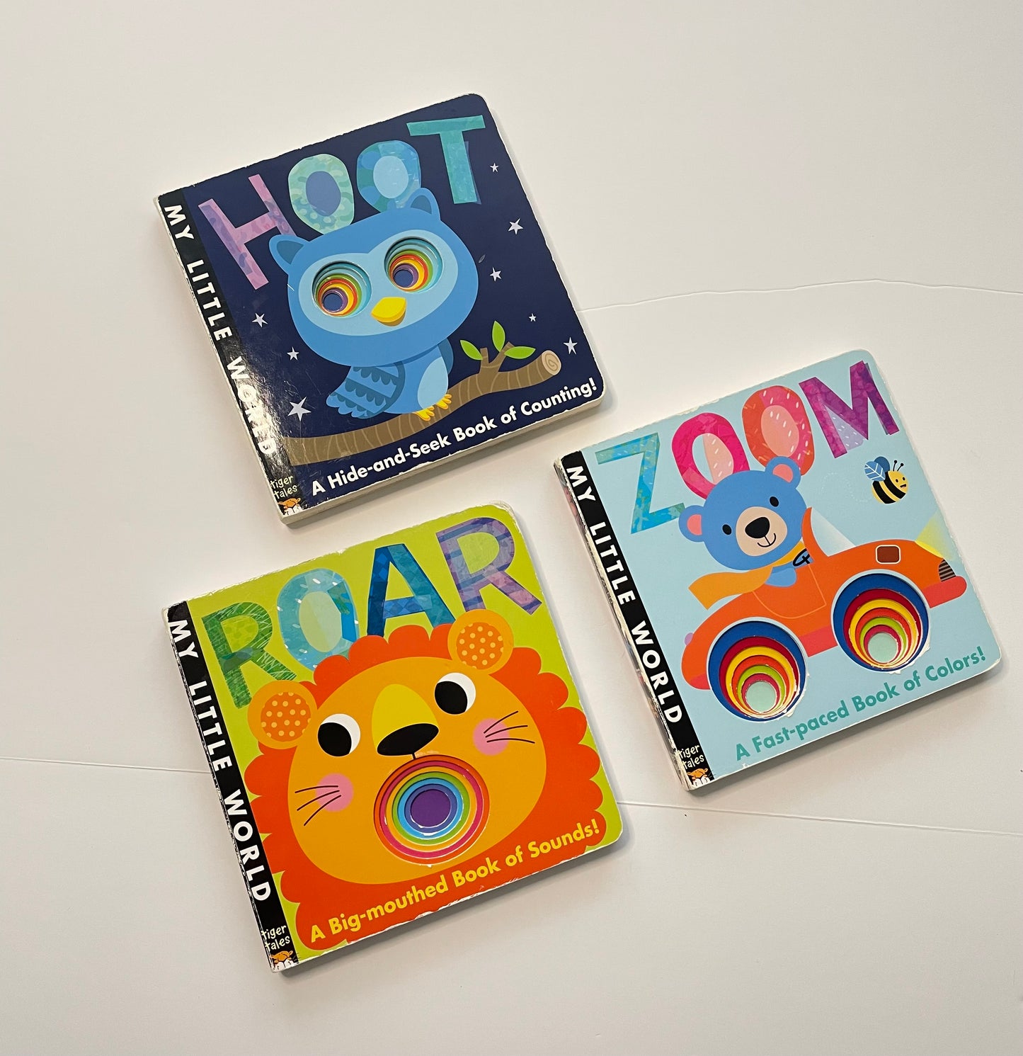 #121 Set of 3 My Little World Books, Hoot, Roar, Zoom, GUC