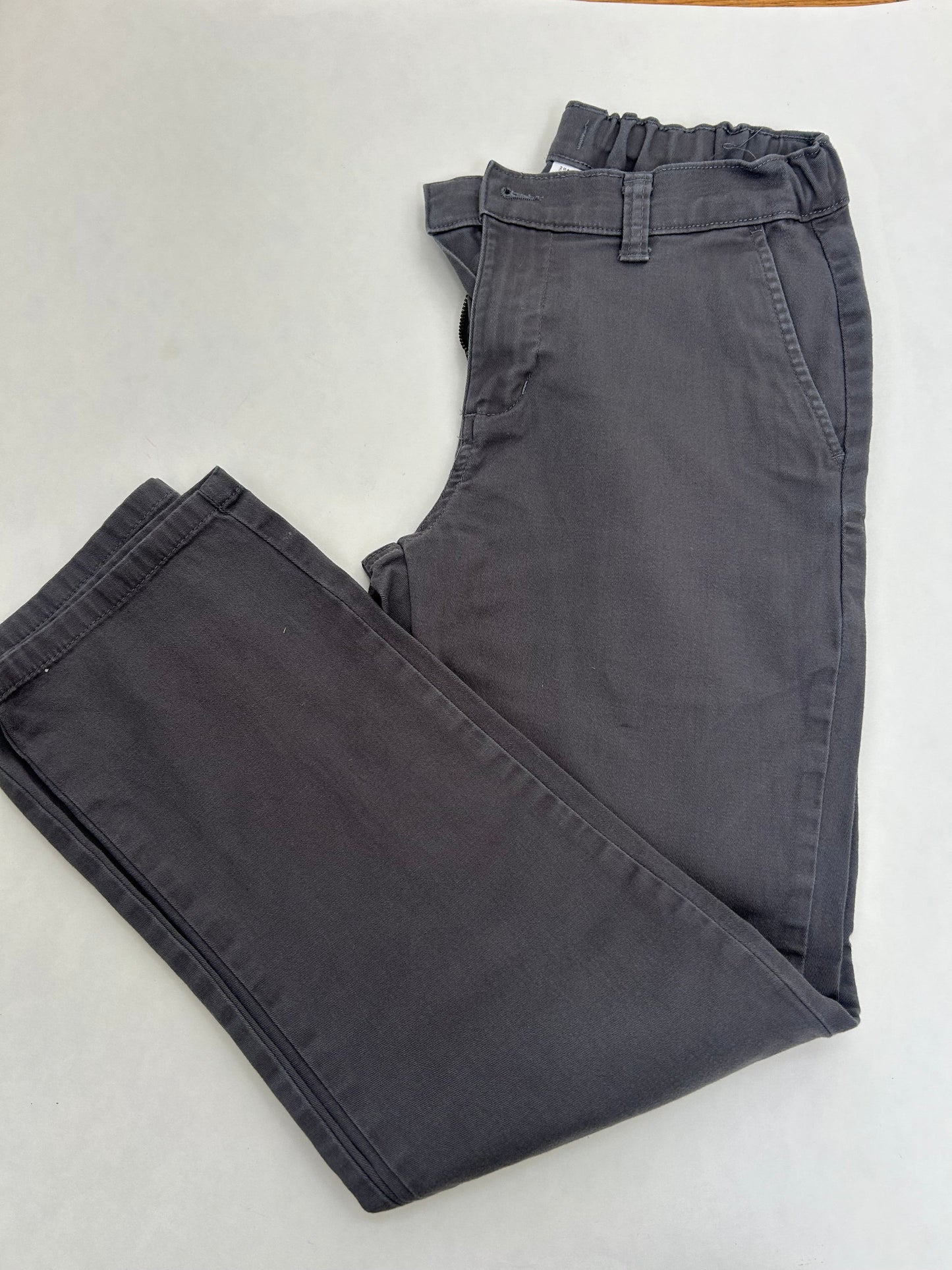 #95 Boys size 12 Chaps husky gray cotton flat front pants adjustable waist