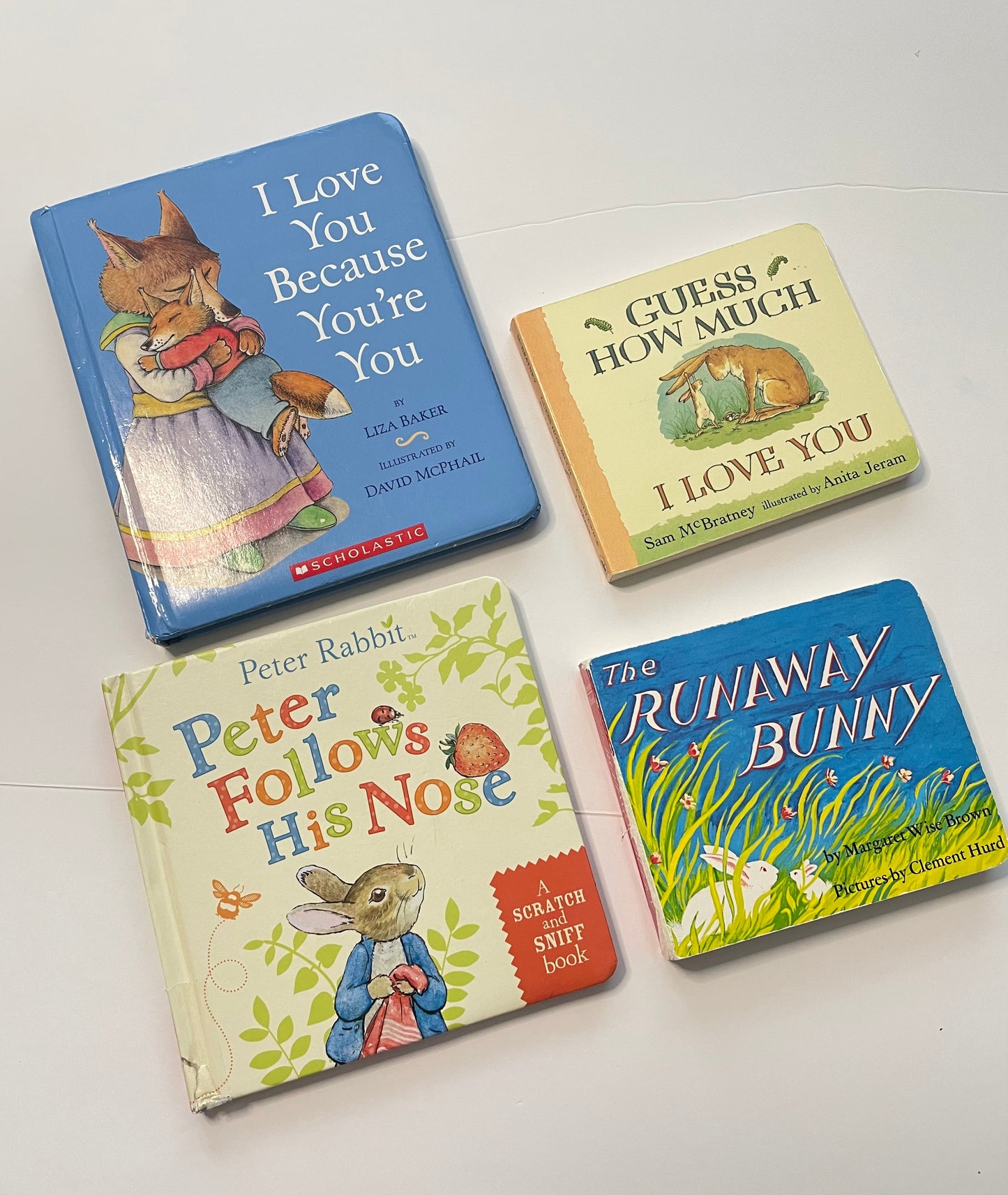 #121 Set of 4 board books, Rabbit/Fox Theme, GUC