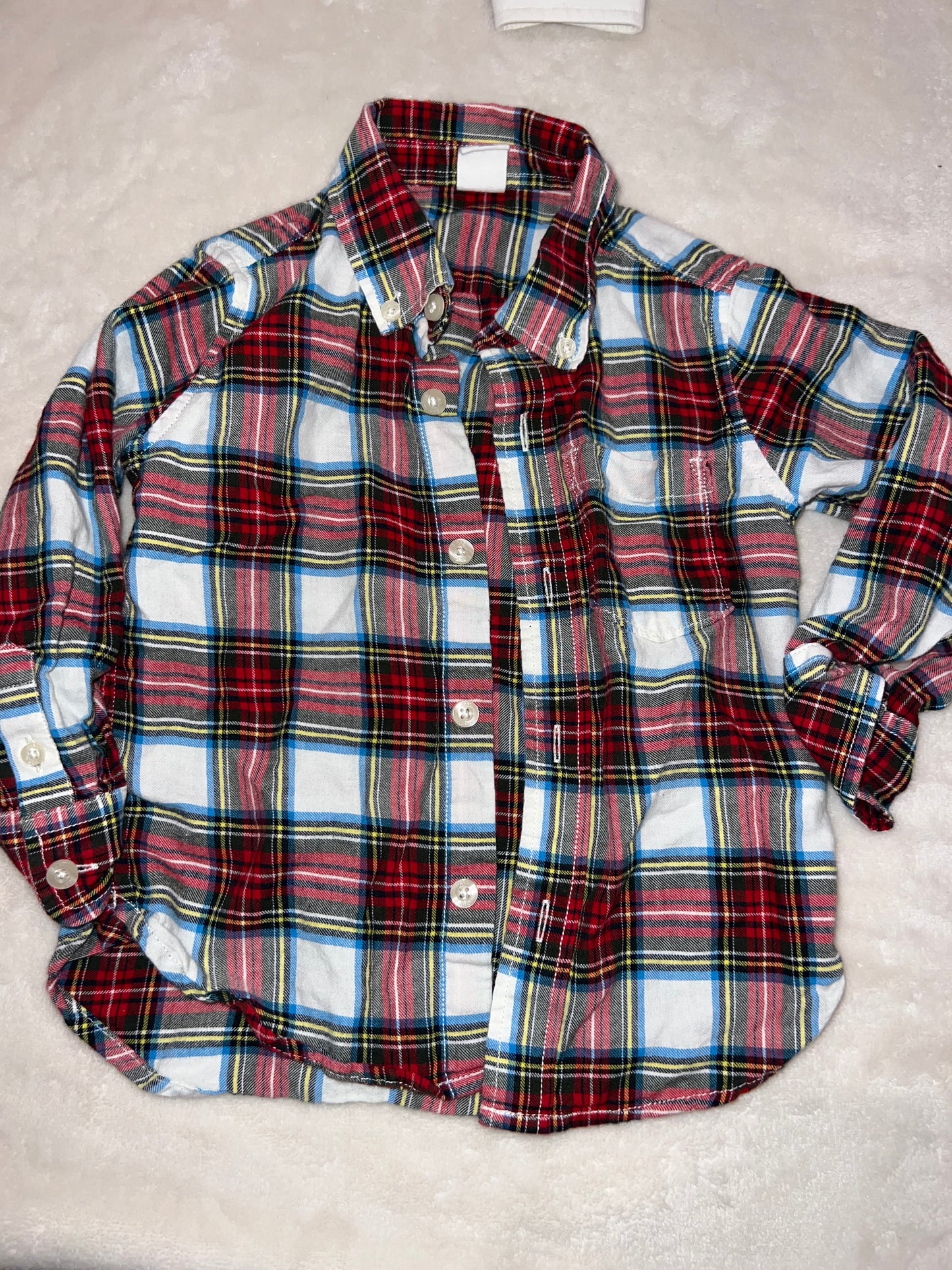 #46 Boys 3T Gap button down plaid euc